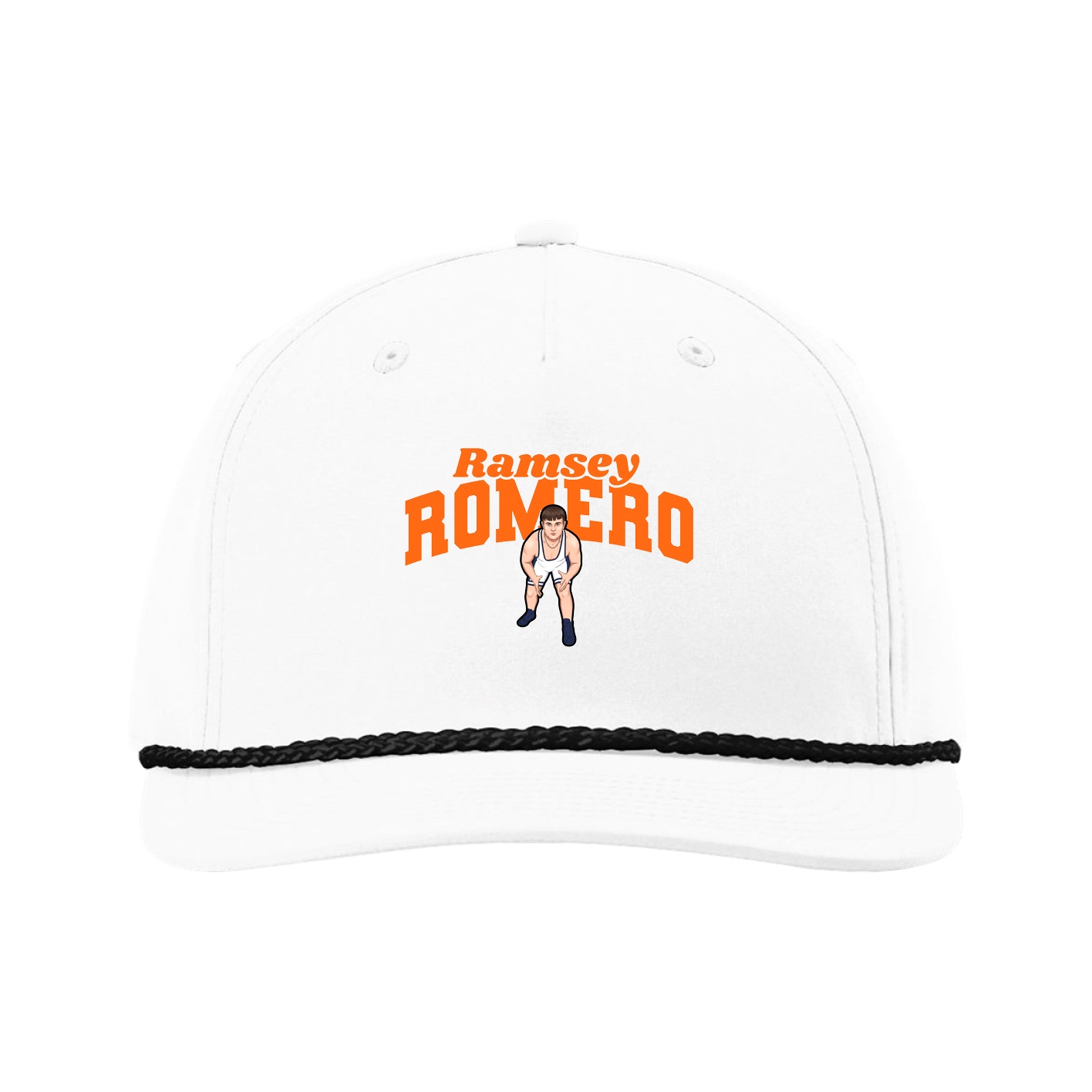 Five-Panel Classic Rope Cap — Signature Arch in White