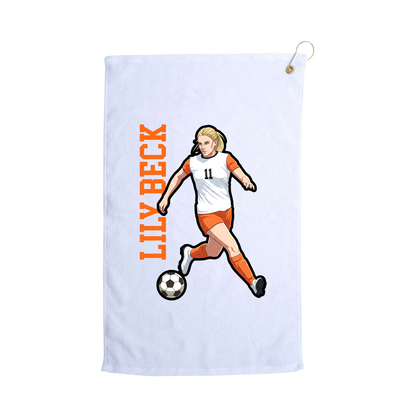 Golf Towel — Name Vertical in White