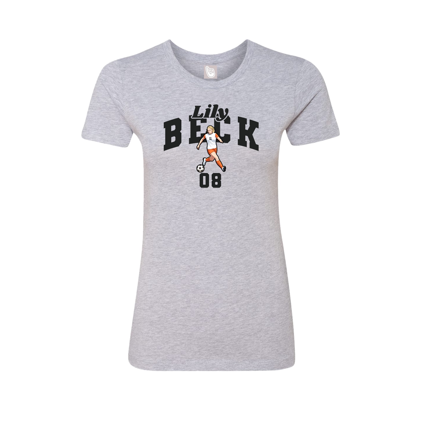 Fitted Women's Tee — Signature Arch in Grey