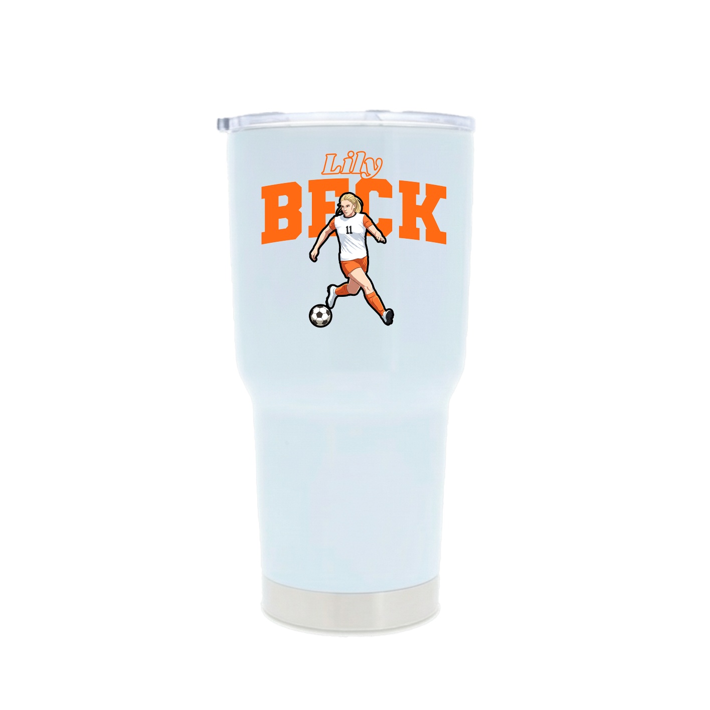 30oz Stainless Steel Tumbler — Name Arch in White