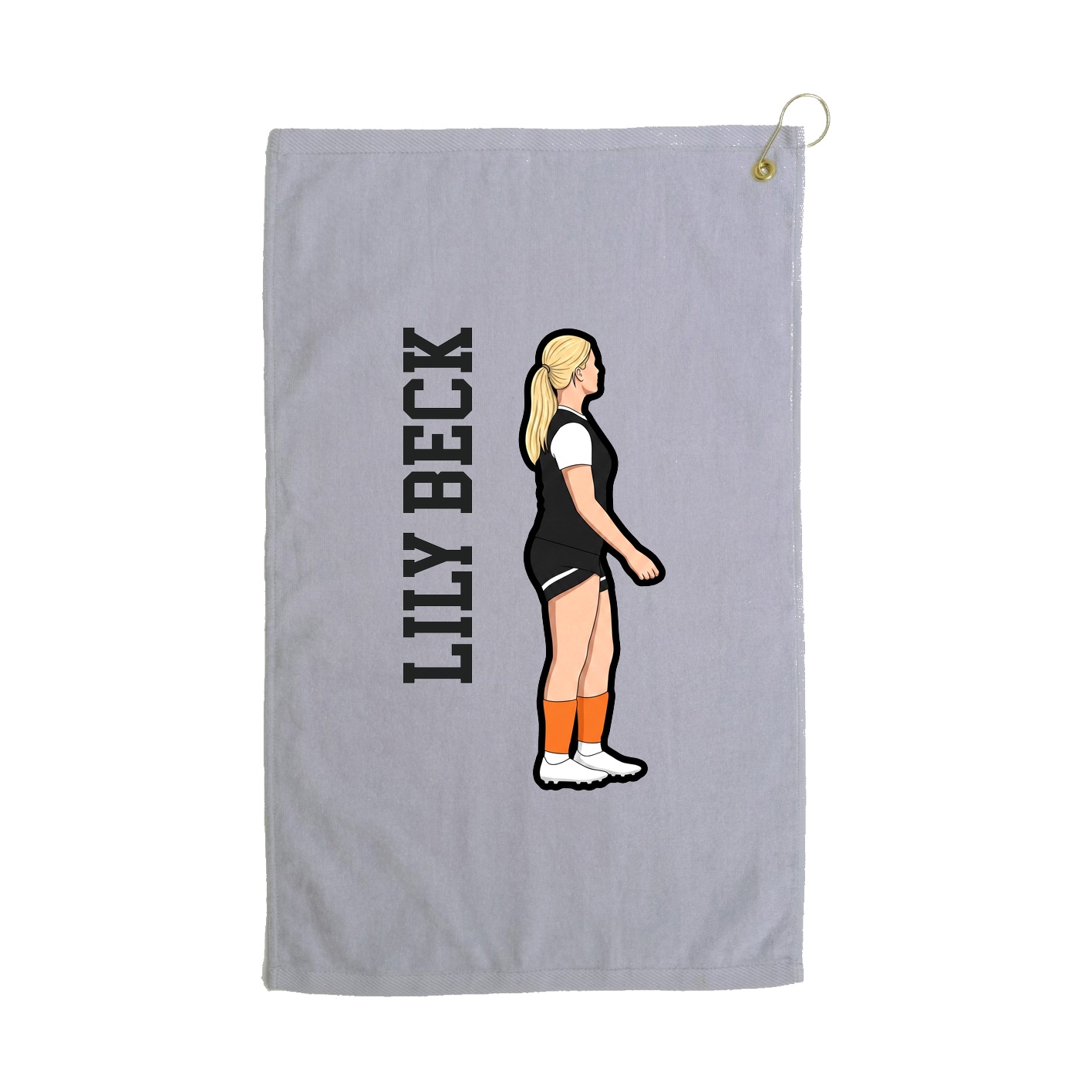 Golf Towel — Name Vertical in Grey