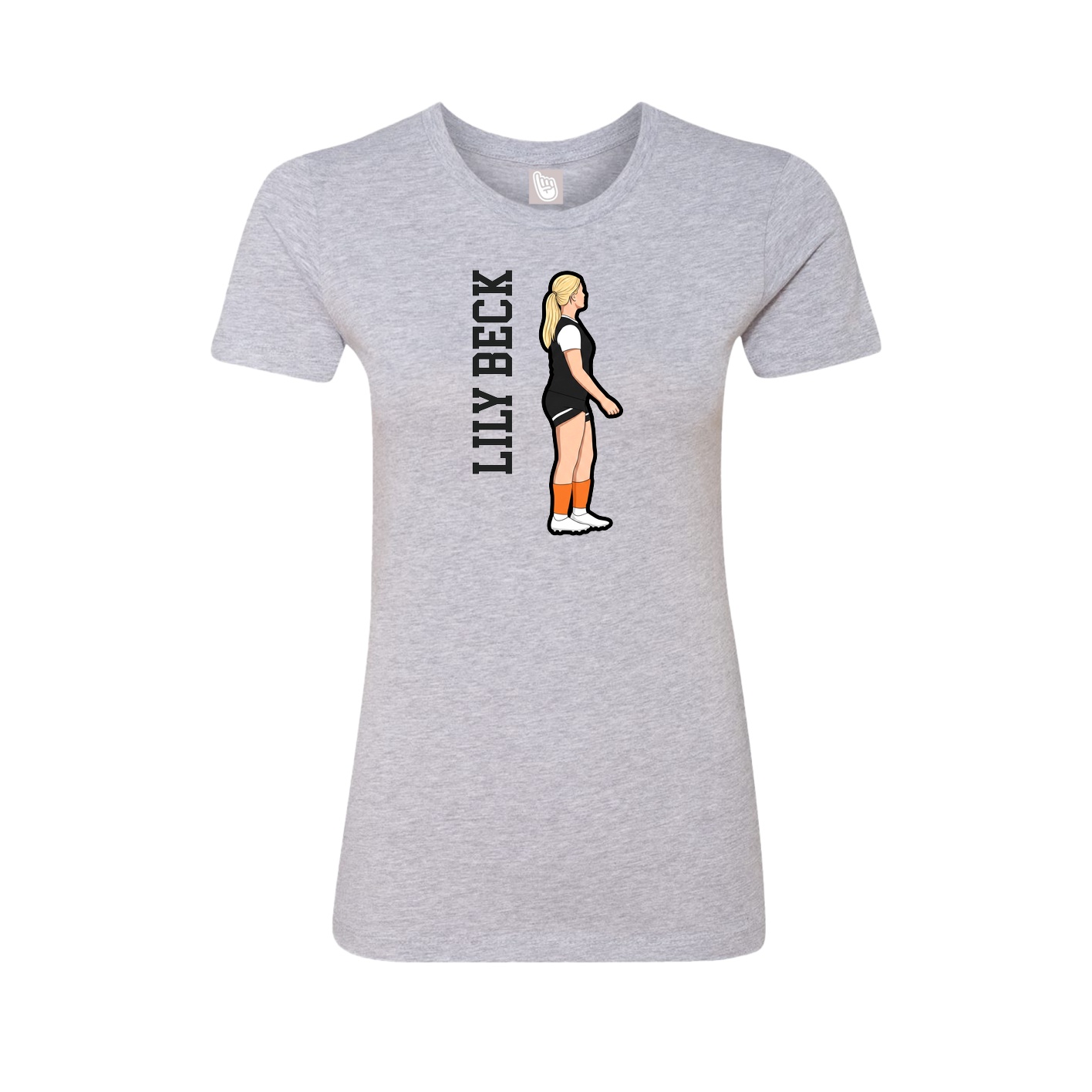 Fitted Women's Tee — Name Vertical in Grey