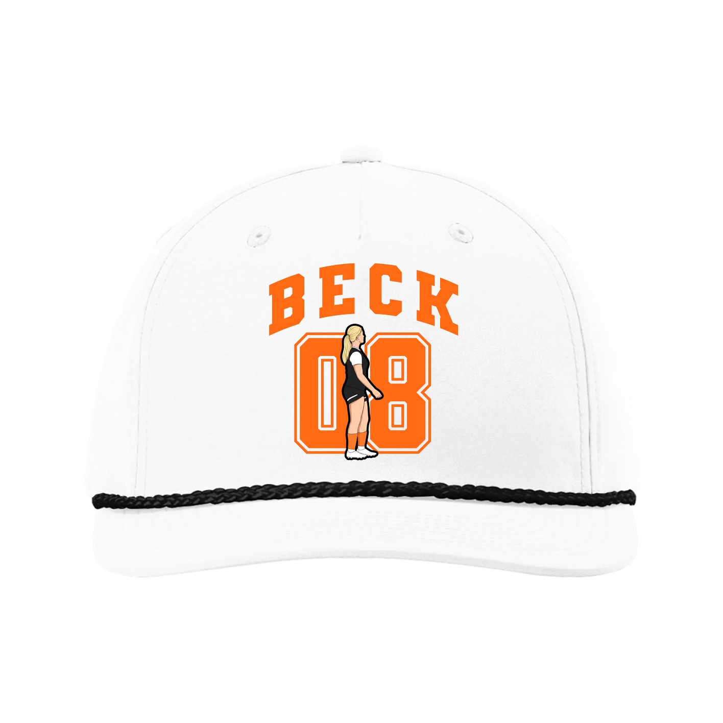 Five-Panel Classic Rope Cap — Number in White
