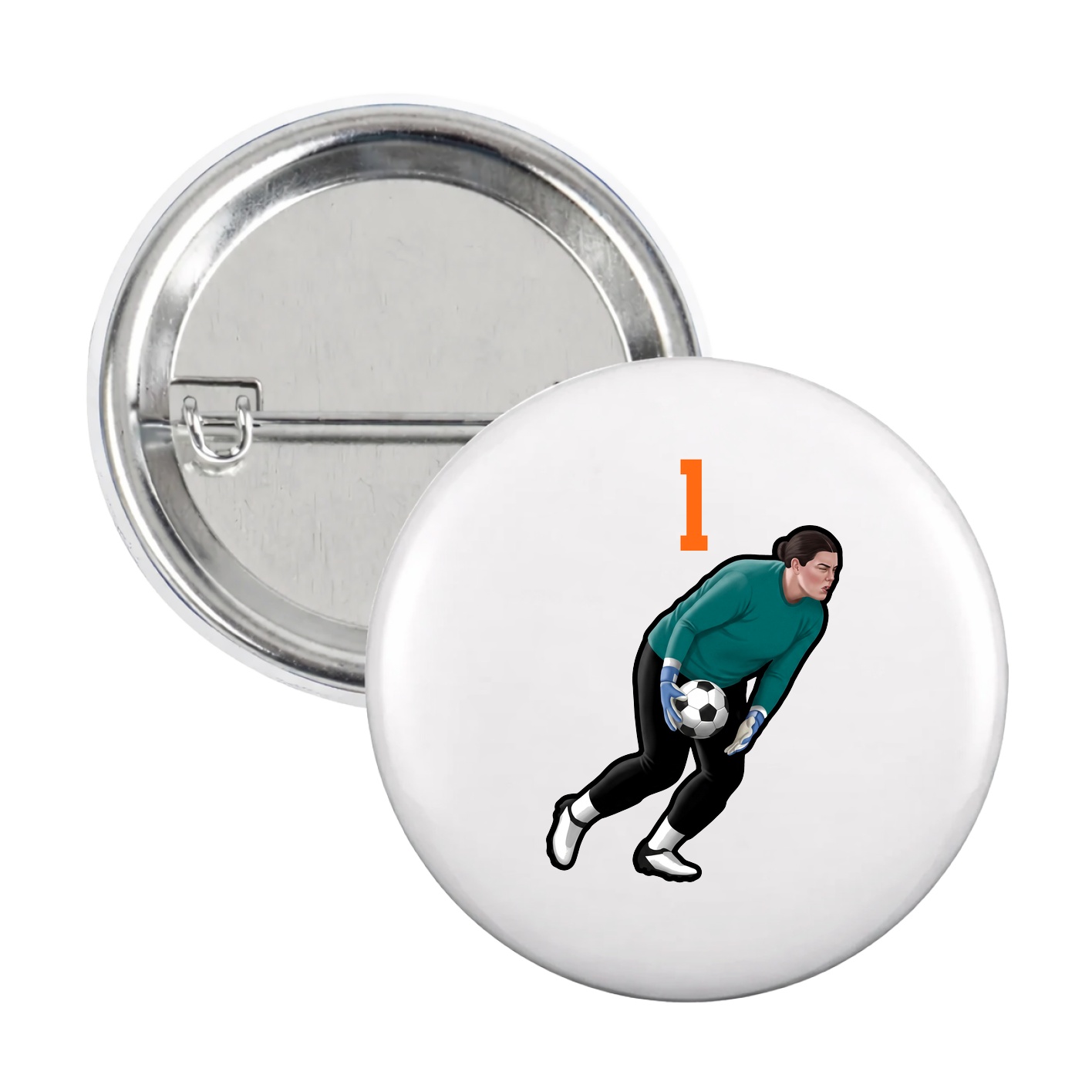 Game Day Button — Number Top in White