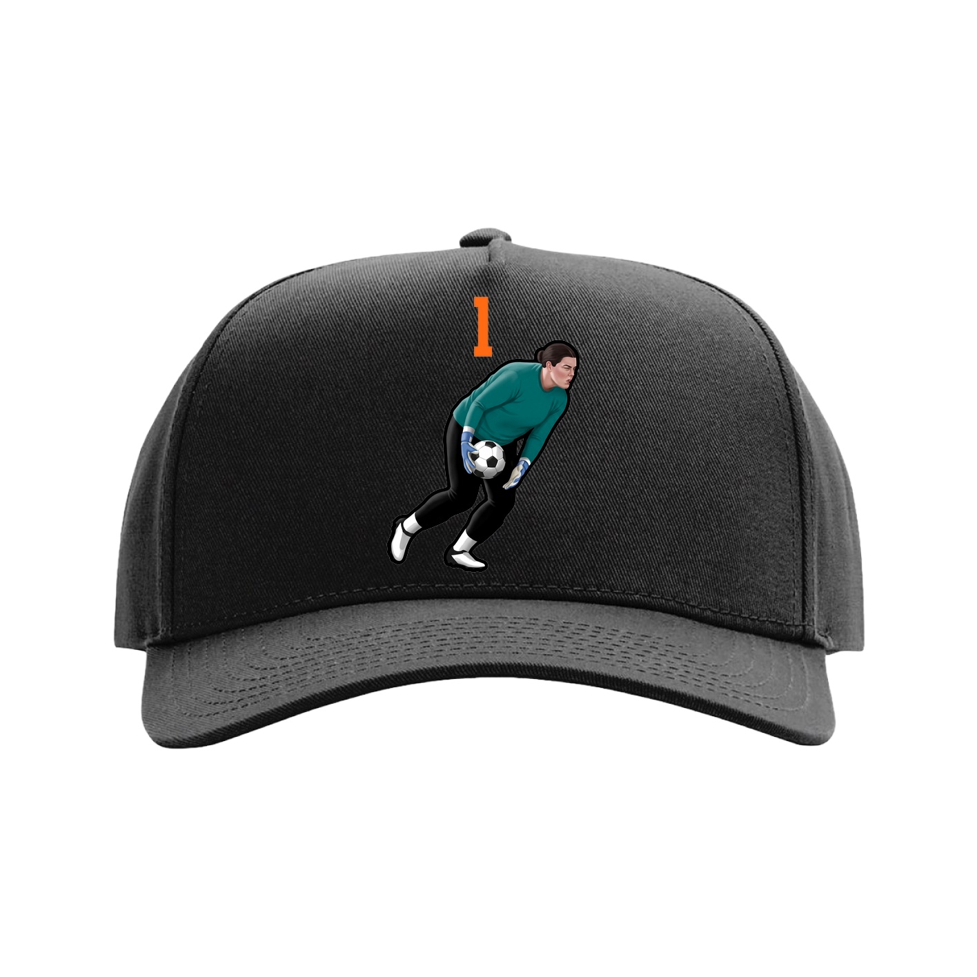 Full Fabric Five-Panel Champ Cap — Number Top in Black