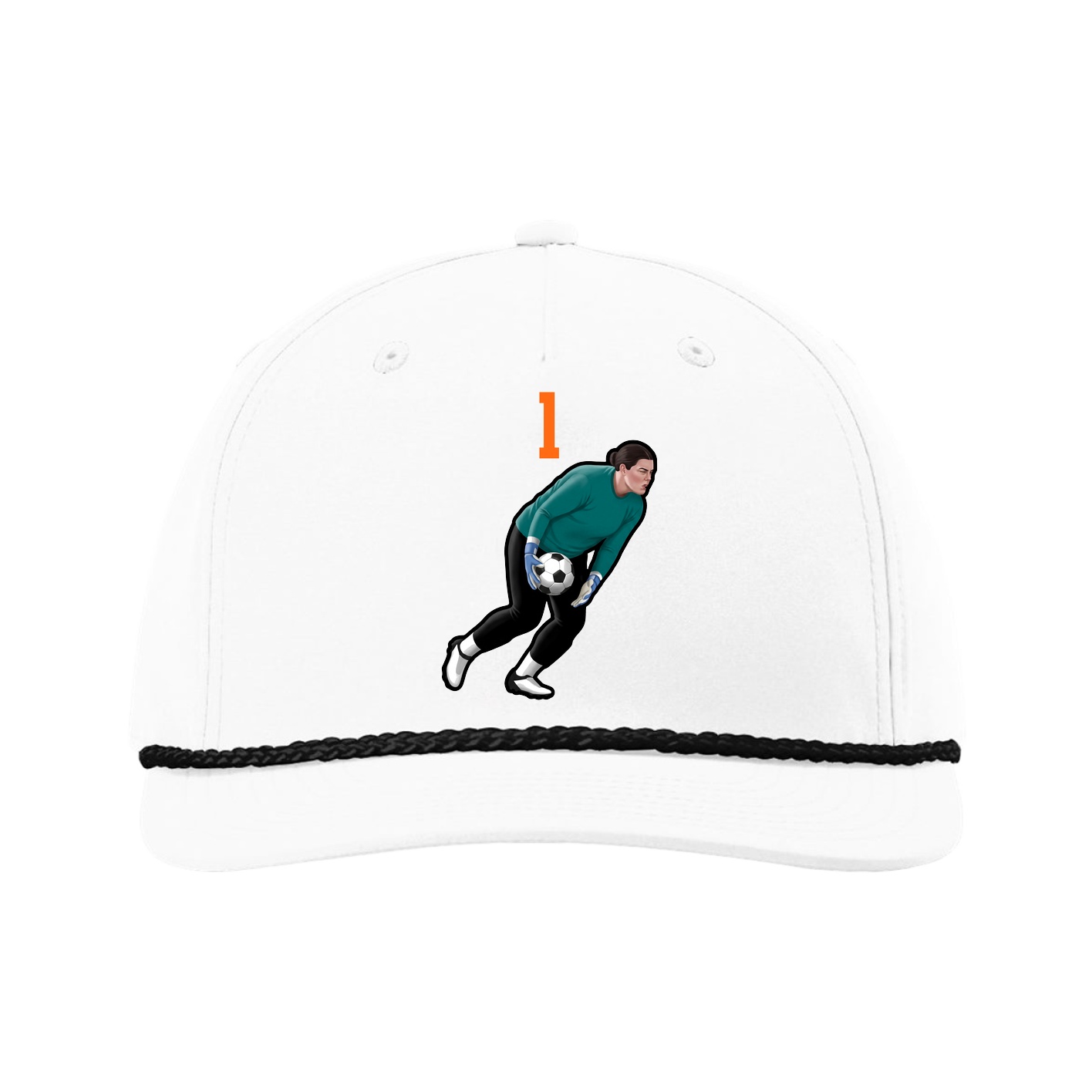 Five-Panel Classic Rope Cap — Number Top in White