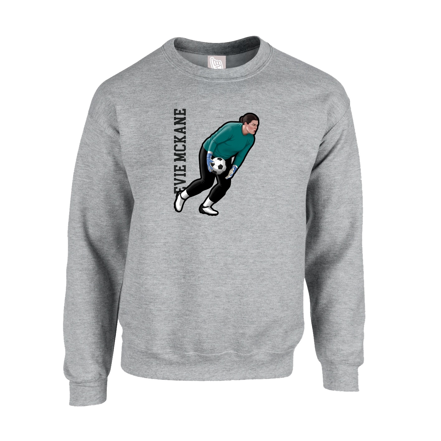 Fleece Crew — Name Vertical in Grey