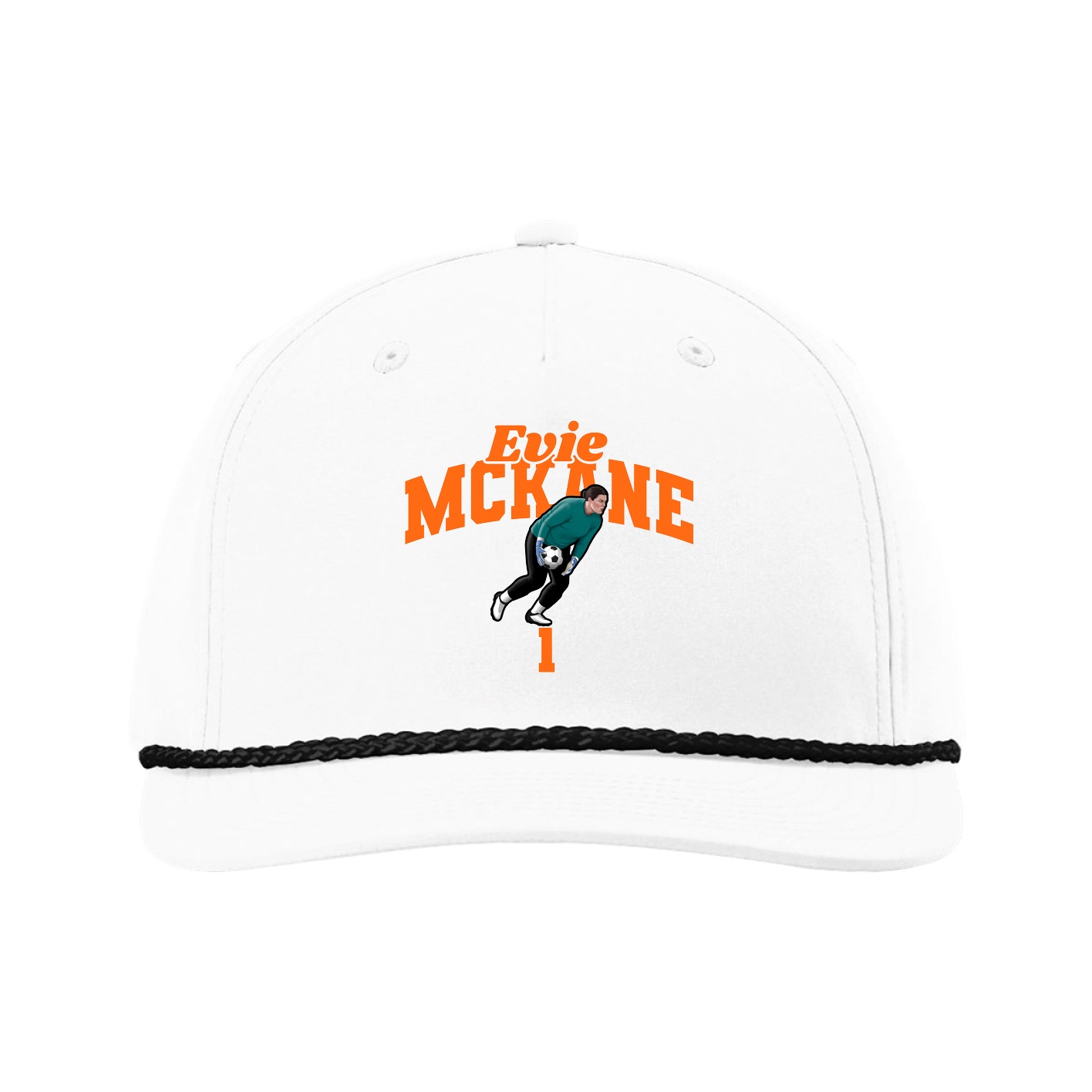 Five-Panel Classic Rope Cap — Signature Arch in White