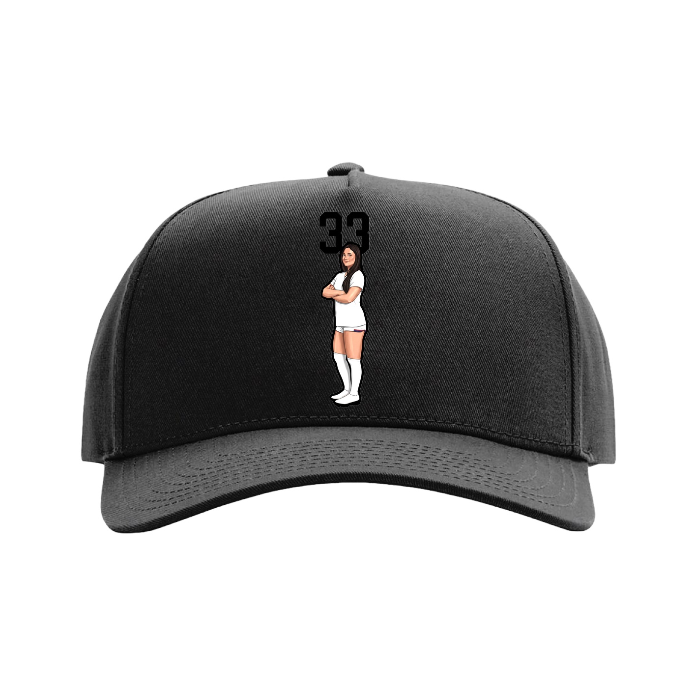 Full Fabric Five-Panel Champ Cap — Number Top in Black