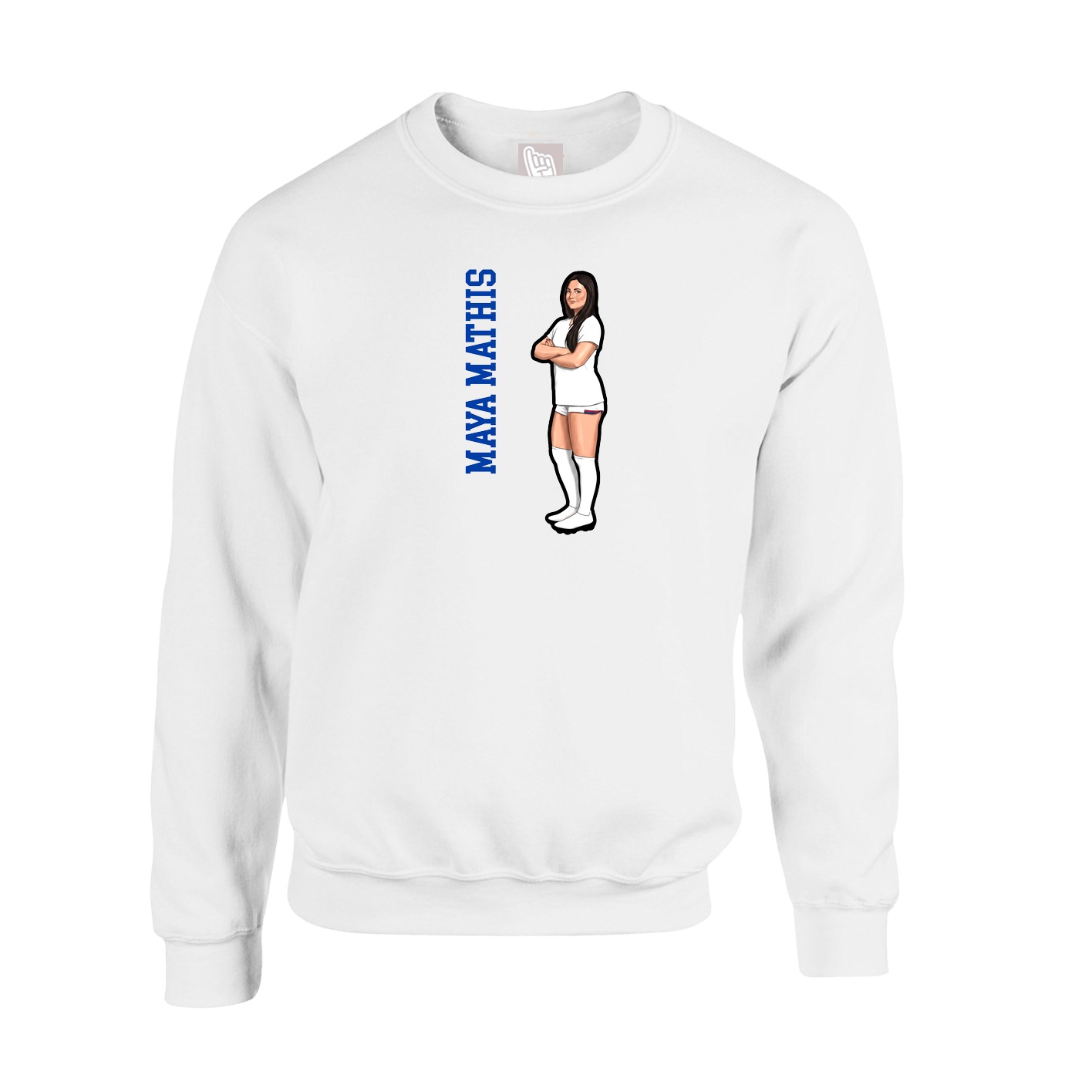 Fleece Crew — Name Vertical in White