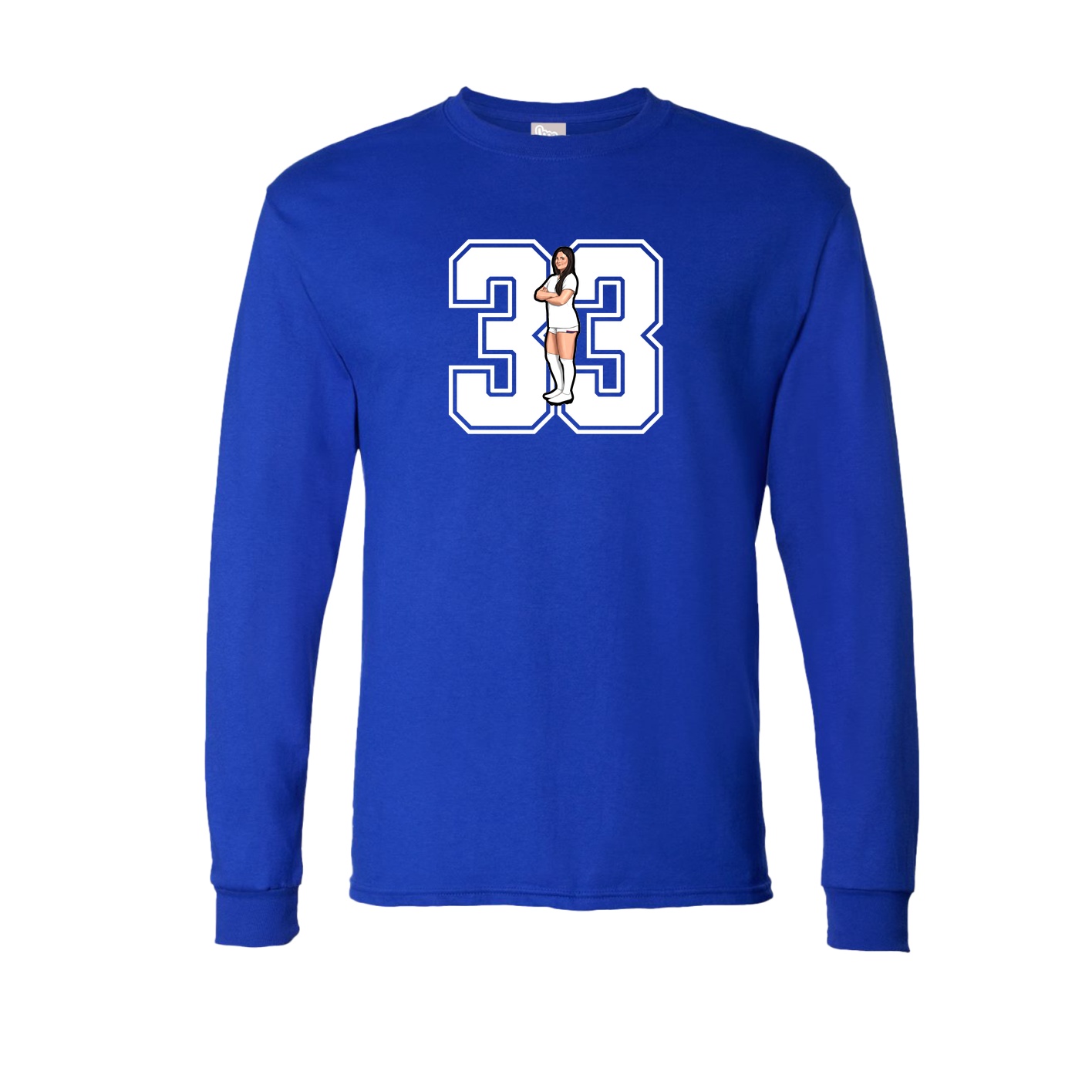 Long Sleeve Tee — Number in Royal