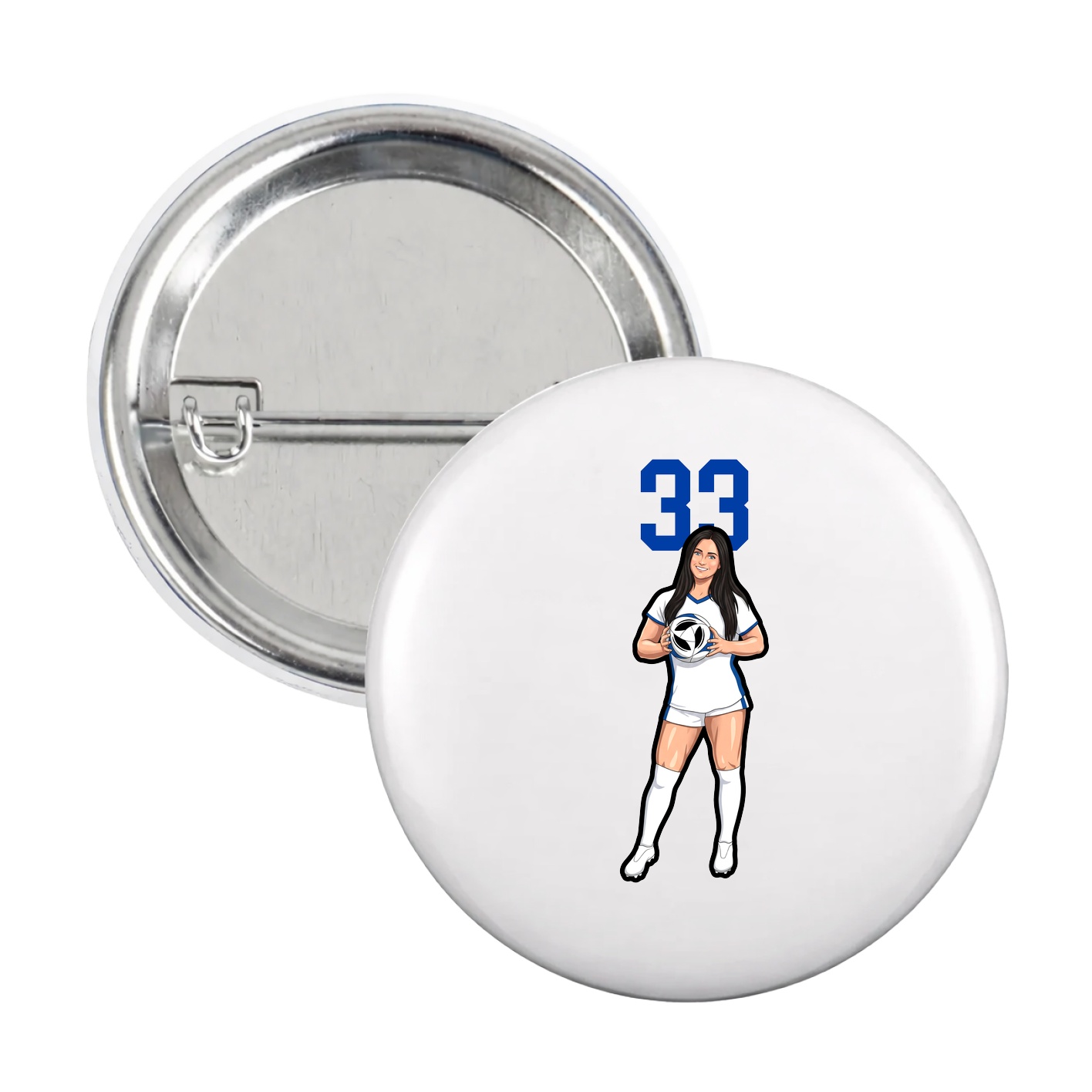 Game Day Button — Number Top in White