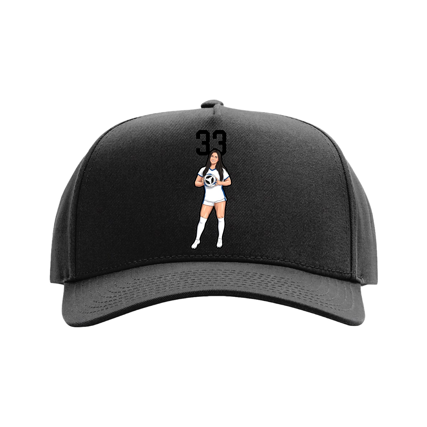 Full Fabric Five-Panel Champ Cap — Number Top in Black