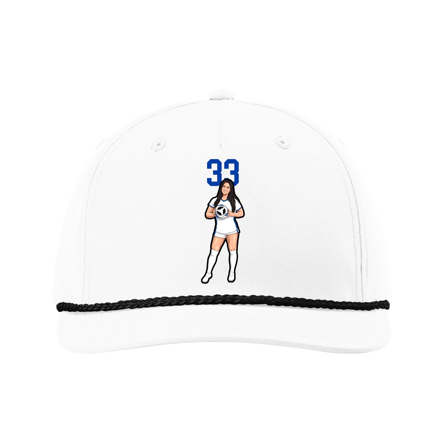 Five-Panel Classic Rope Cap — Number Top in White