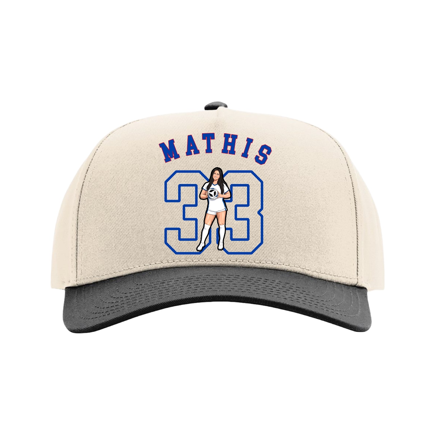 Full Fabric Five-Panel Champ Cap — Shirsey Arch in Cream/Black