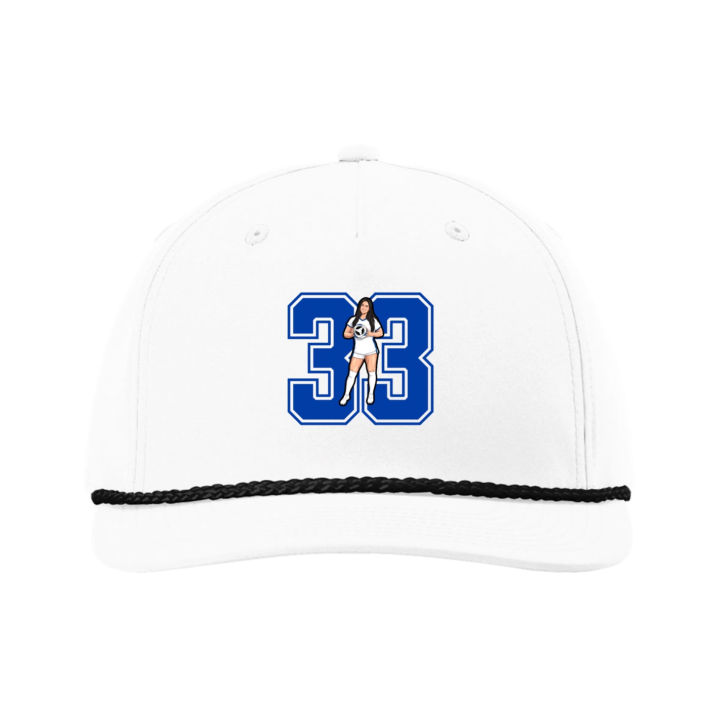 Five-Panel Classic Rope Cap — Number in White