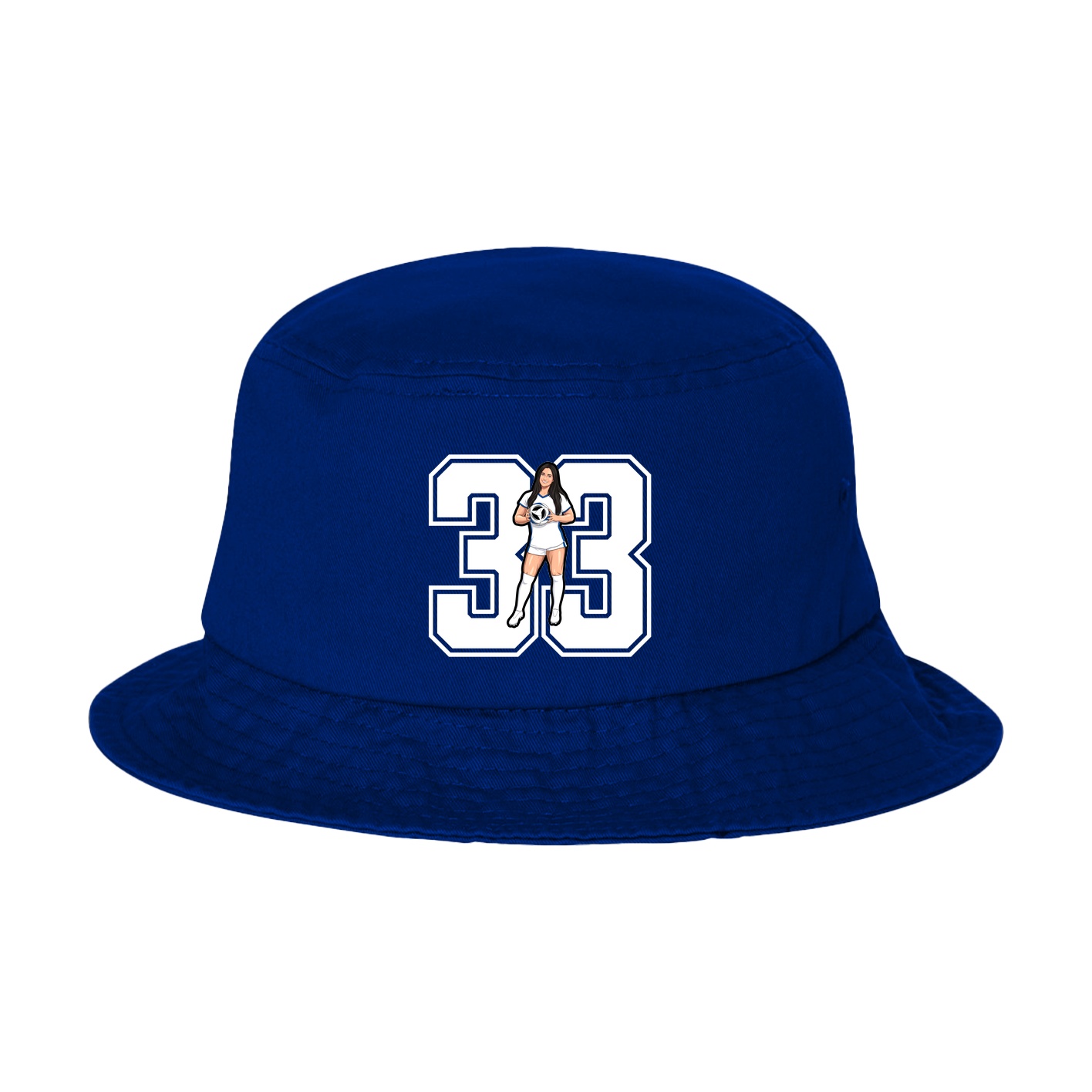 Bucket Cap — Number in Royal Blue