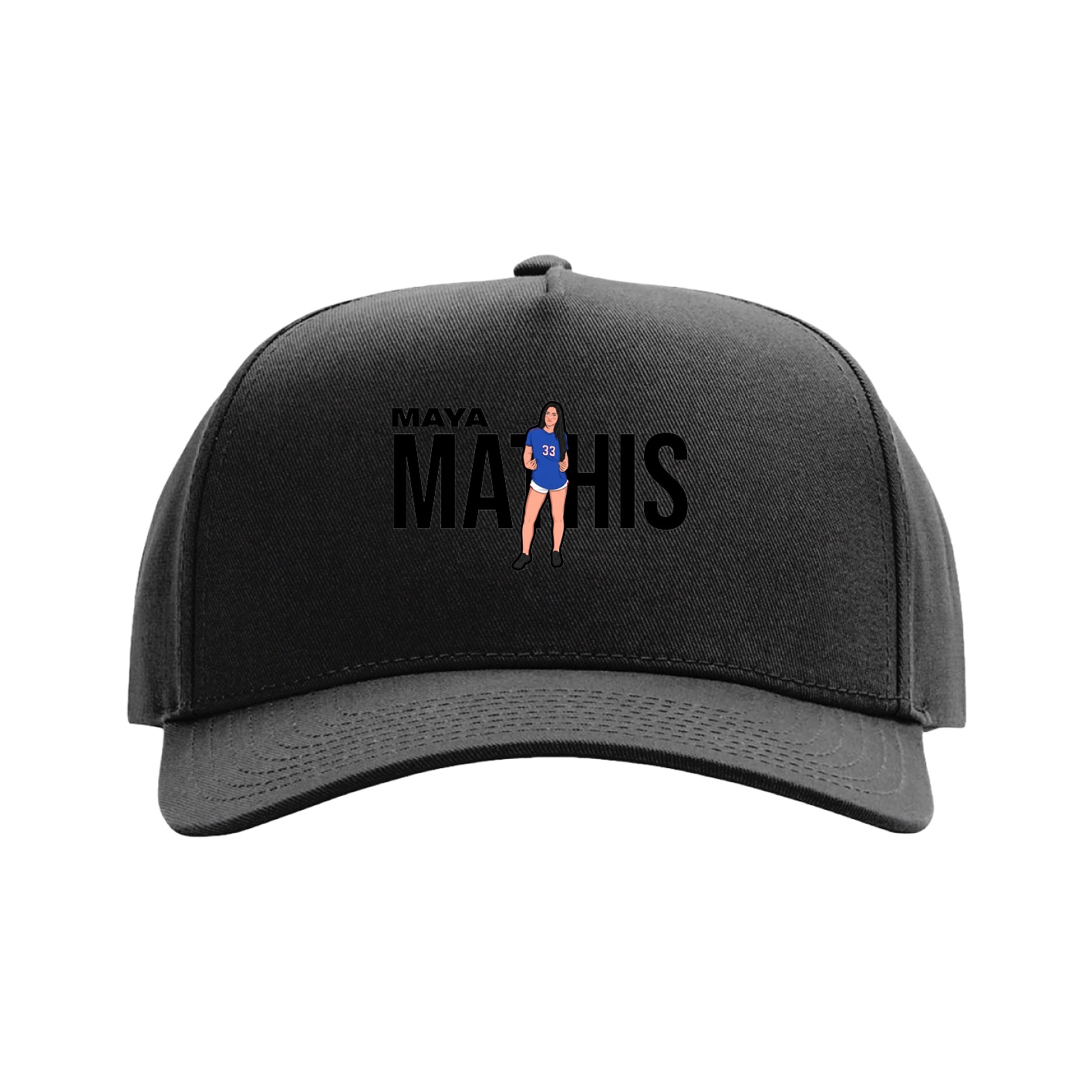 Full Fabric Five-Panel Champ Cap — Player Name in Black