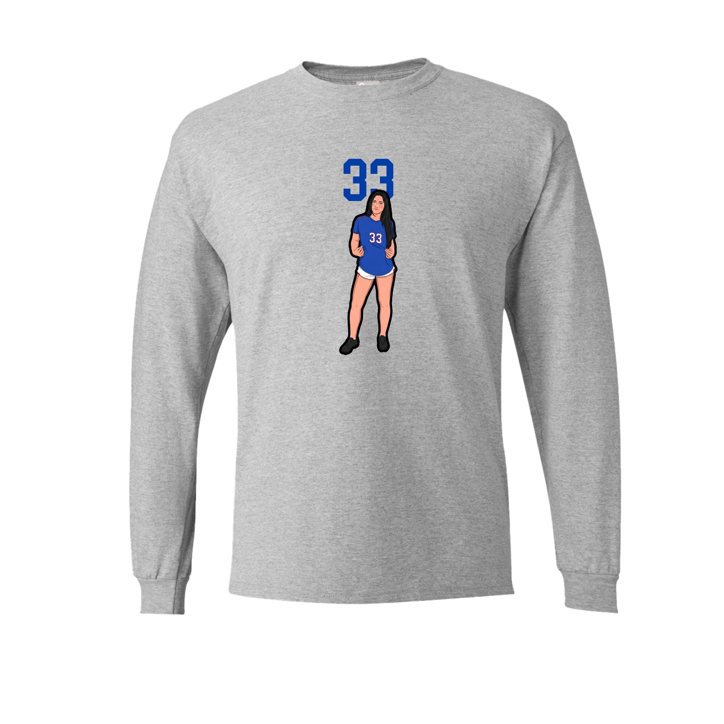 Long Sleeve Tee — Number Top in Grey