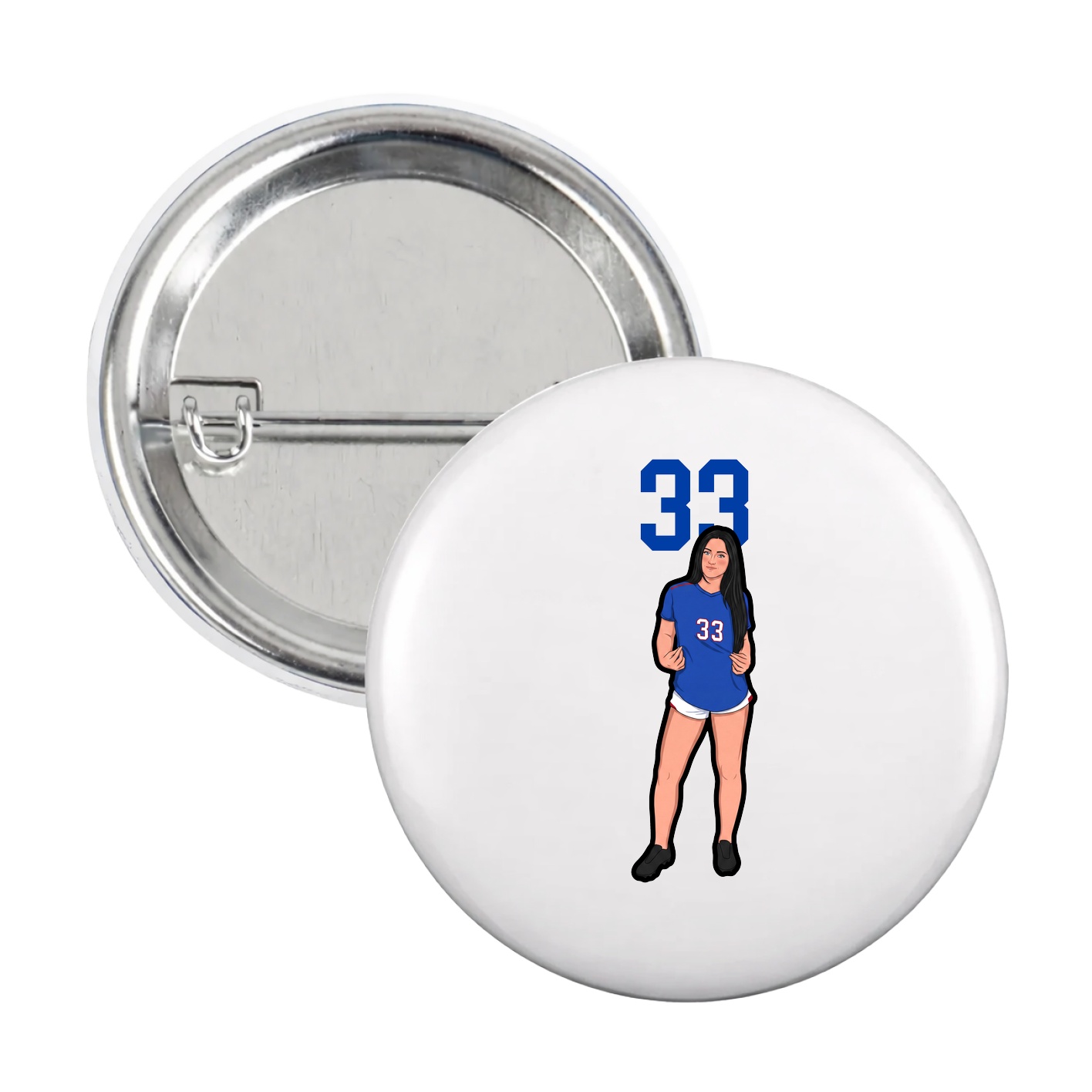 Game Day Button — Number Top in White