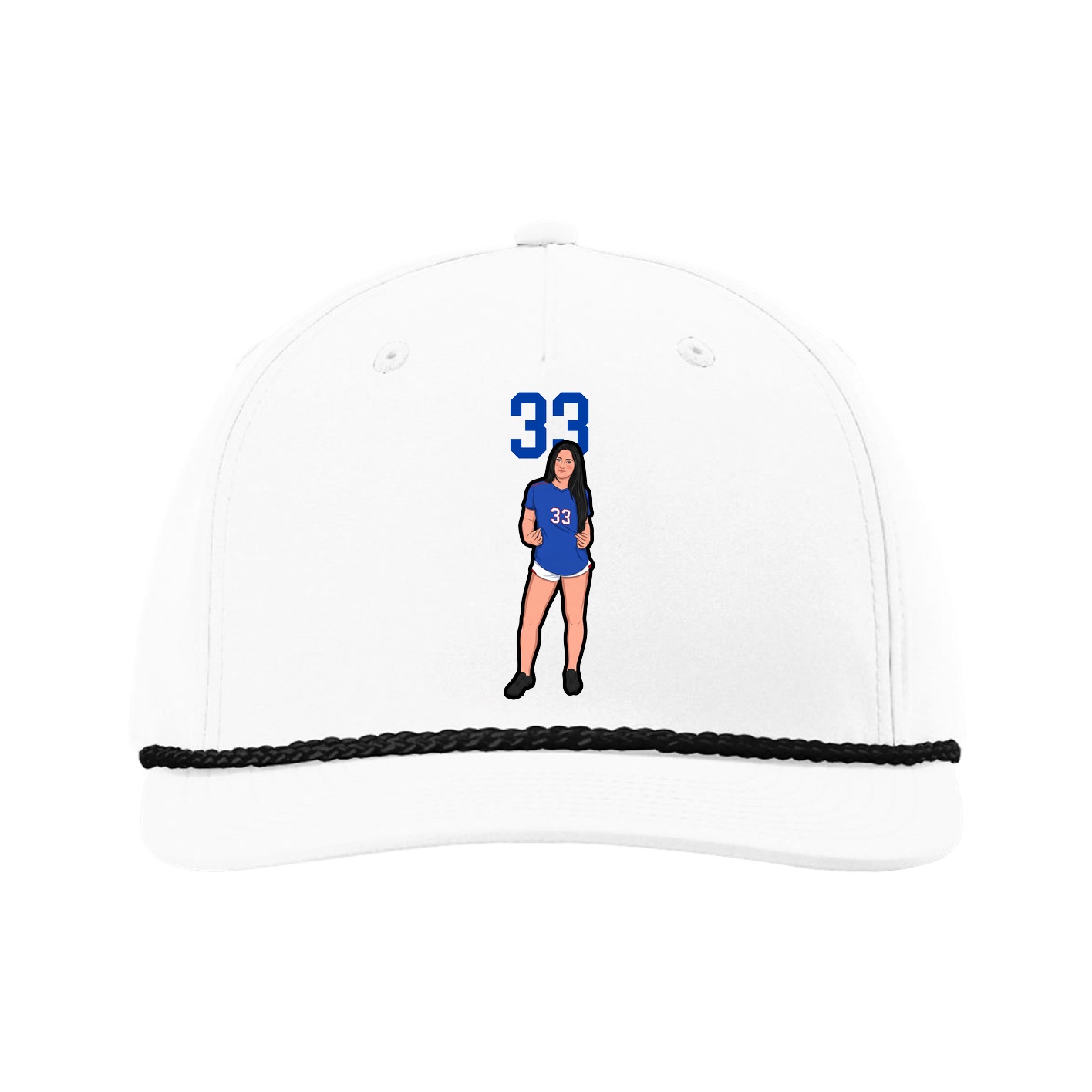 Five-Panel Classic Rope Cap — Number Top in White