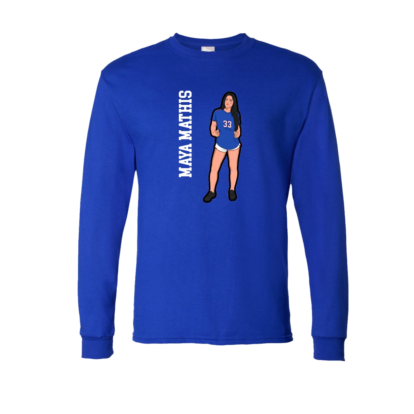 Long Sleeve Tee — Name Vertical in Royal