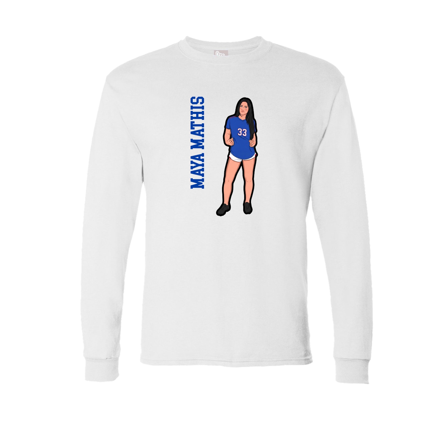 Long Sleeve Tee — Name Vertical in White
