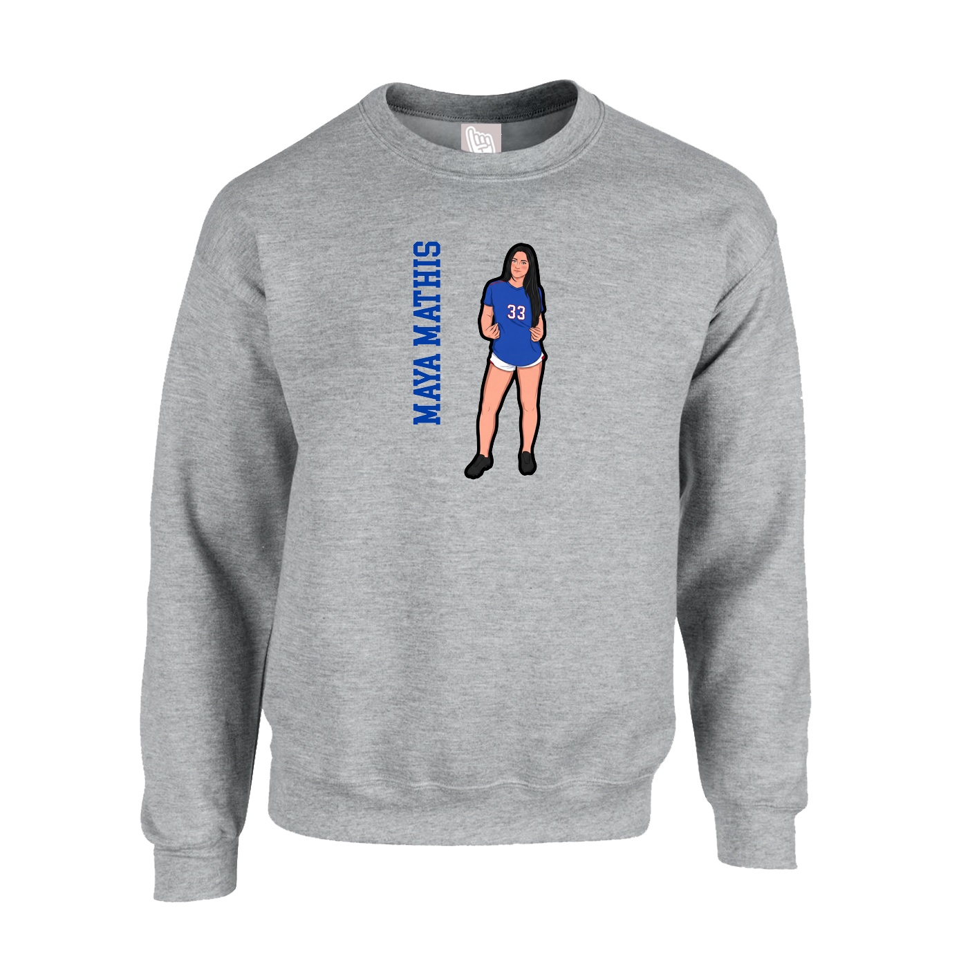 Fleece Crew — Name Vertical in Grey