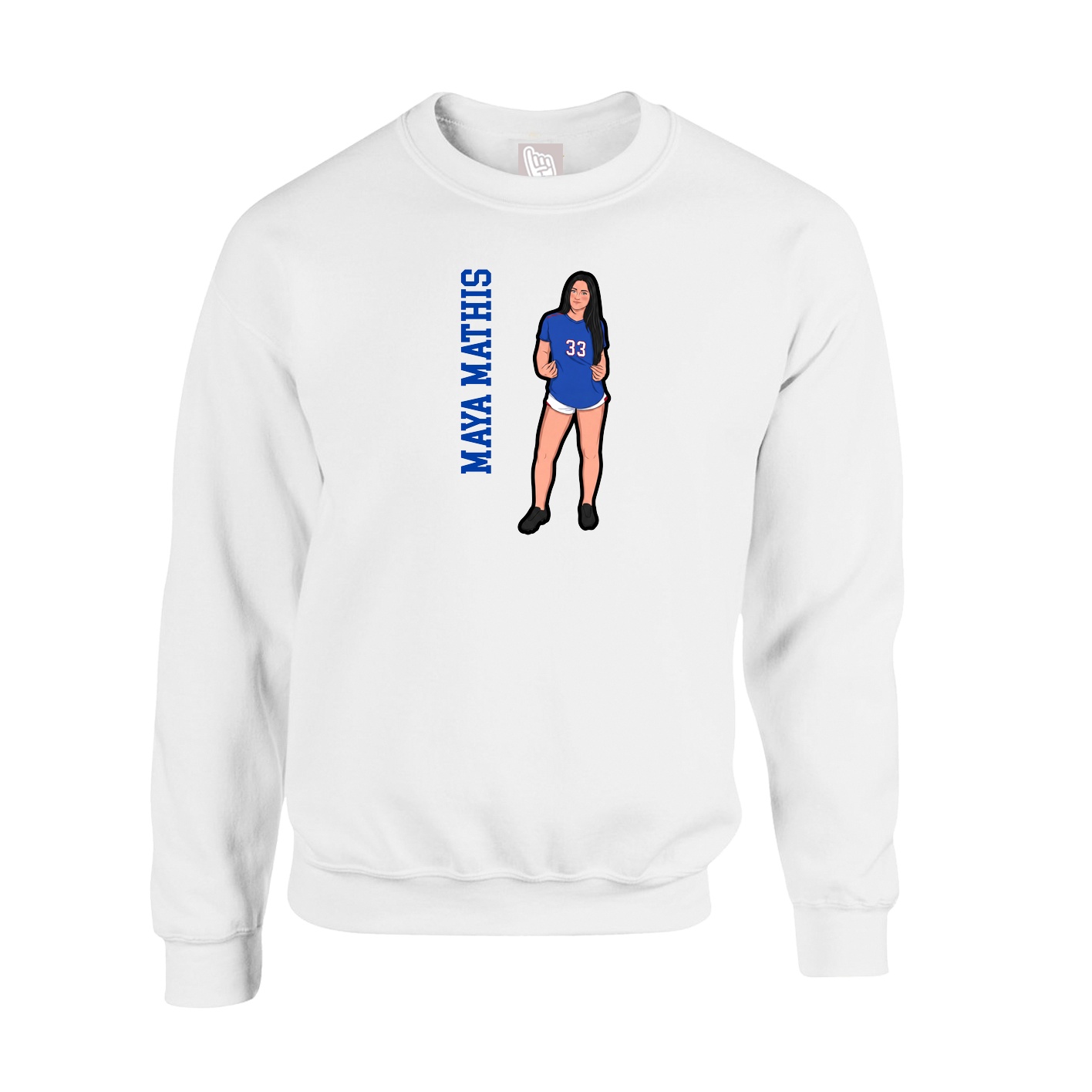 Fleece Crew — Name Vertical in White