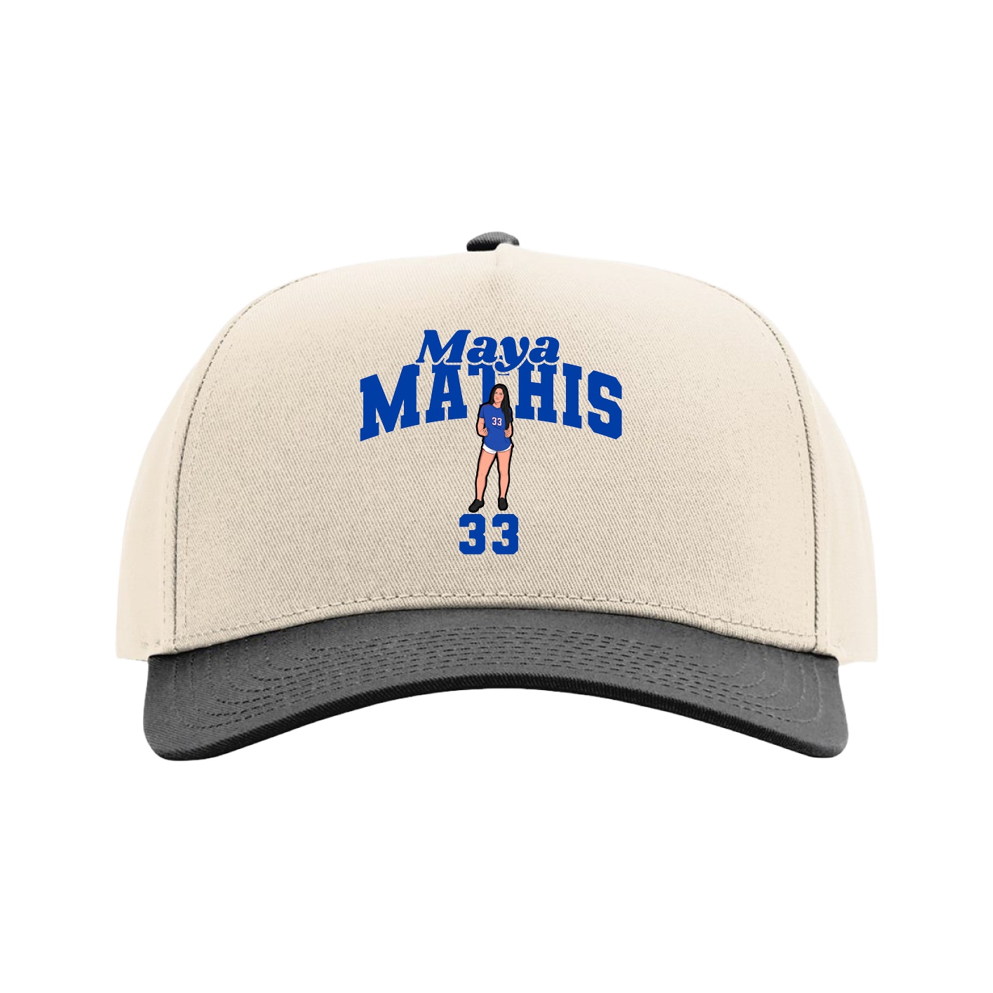 Full Fabric Five-Panel Champ Cap — Signature Arch in Cream/Black