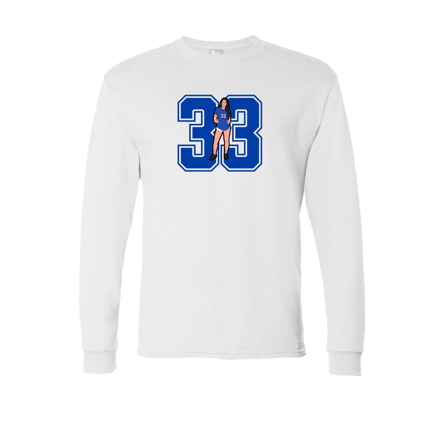 Long Sleeve Tee — Number in White