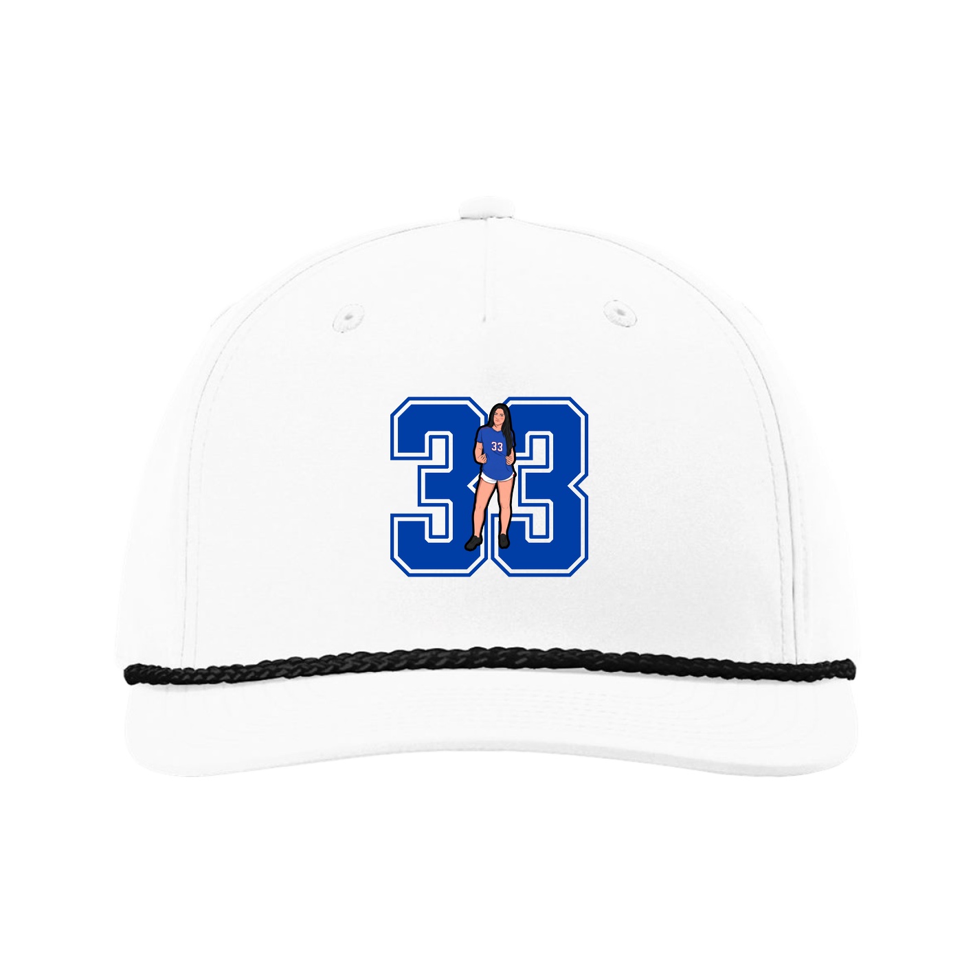 Five-Panel Classic Rope Cap — Number in White