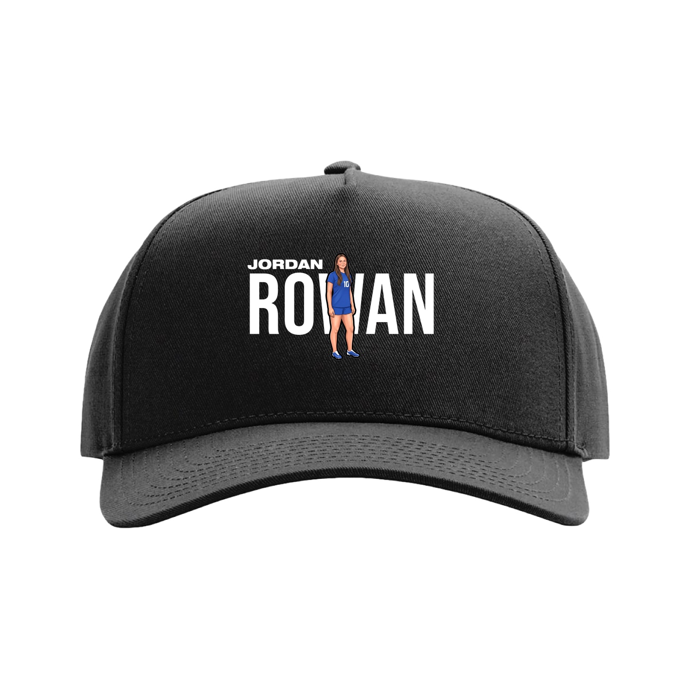Full Fabric Five-Panel Champ Cap — Player Name in Black