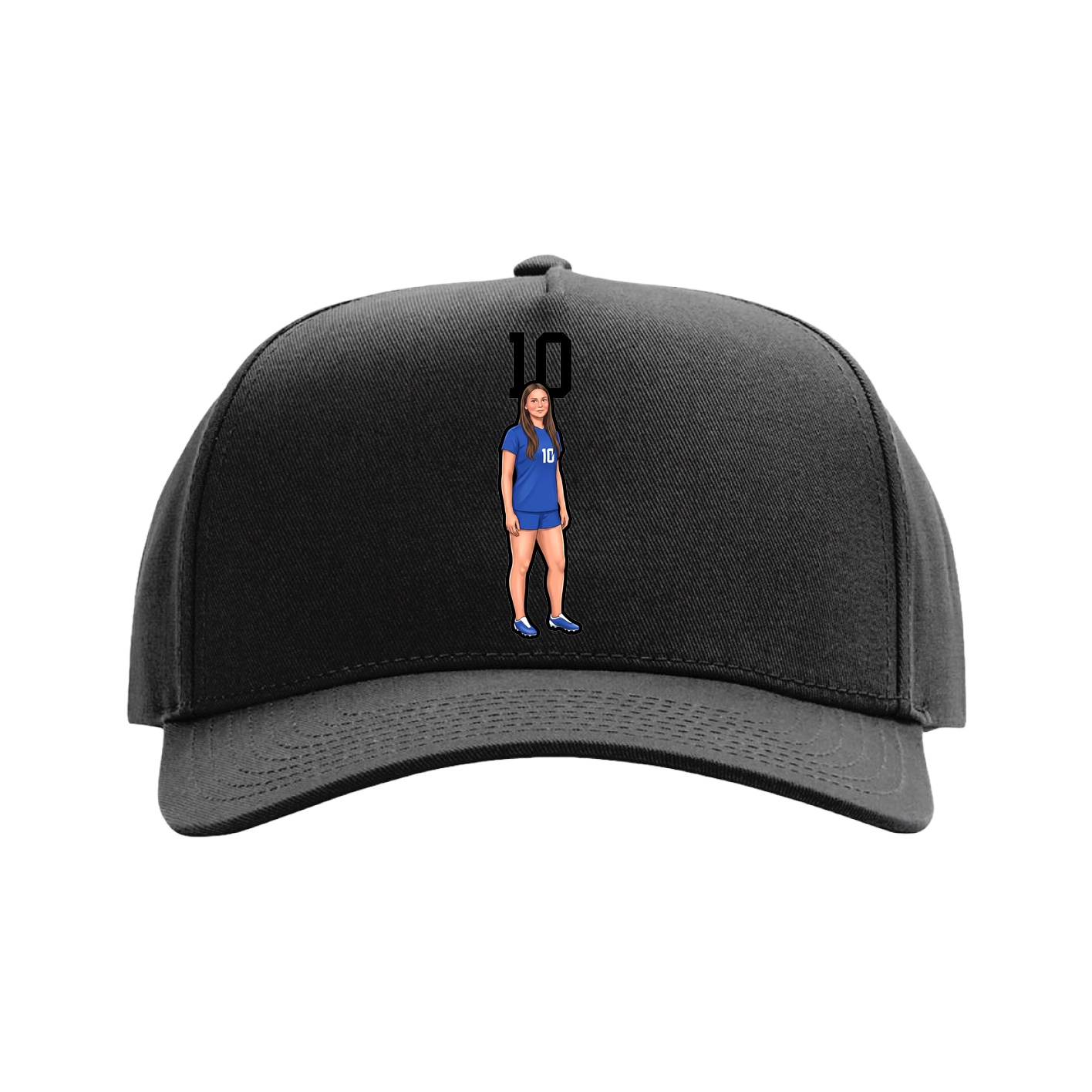 Full Fabric Five-Panel Champ Cap — Number Top in Black