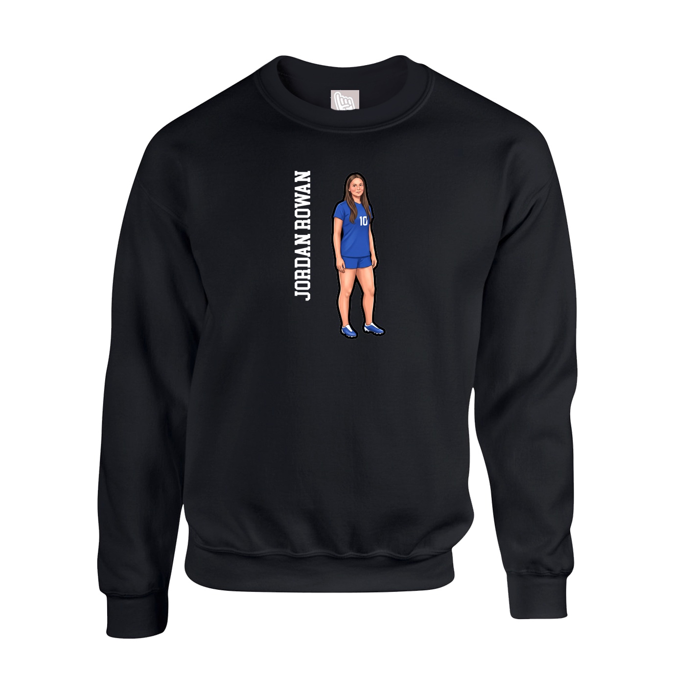 Fleece Crew — Name Vertical in Black