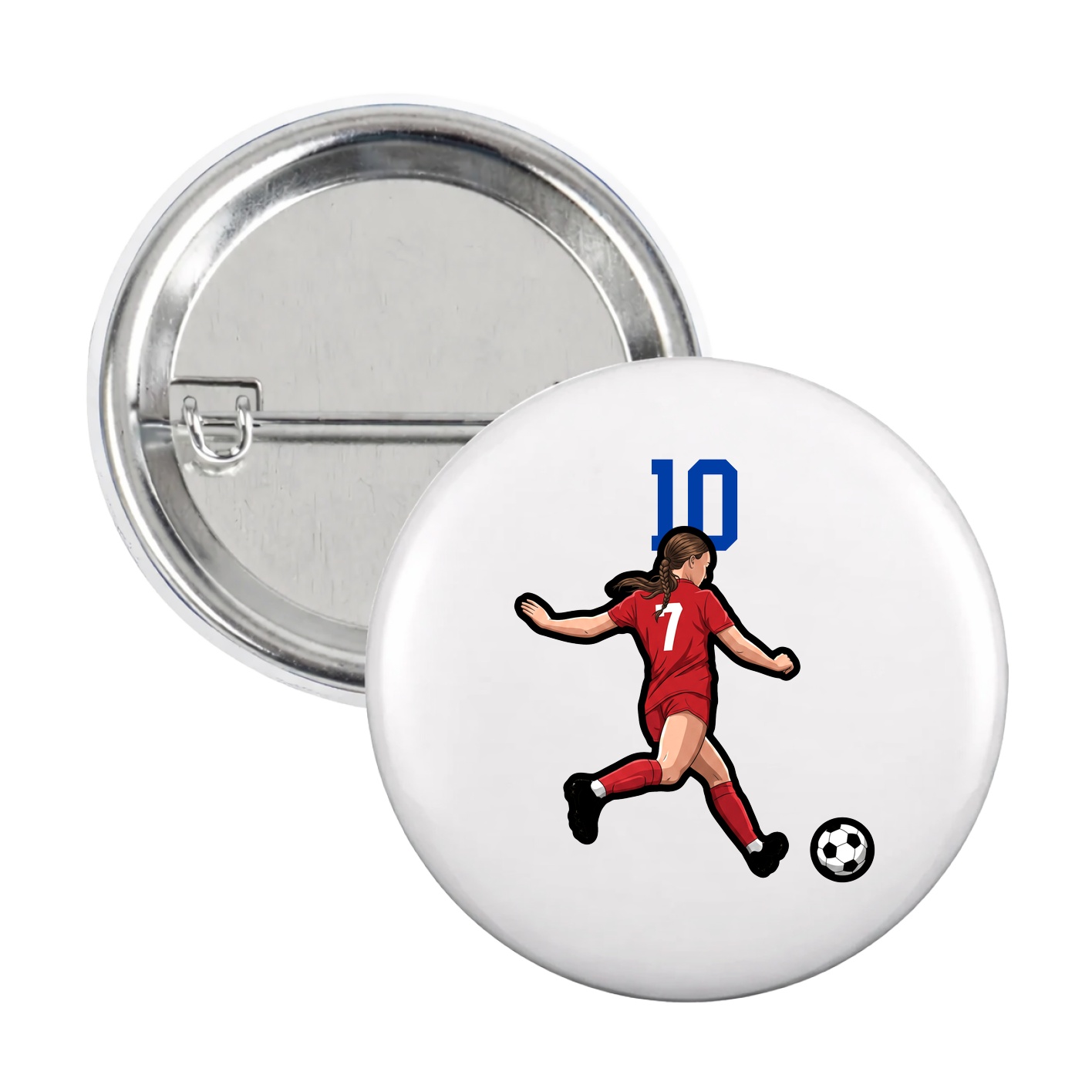 Game Day Button — Number Top in White