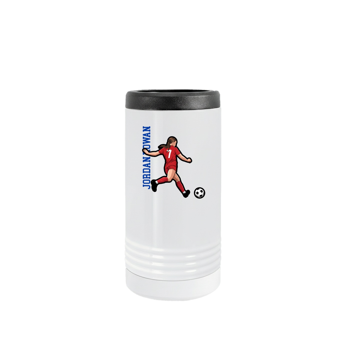 Slim Beverage Holder — Name Vertical in White