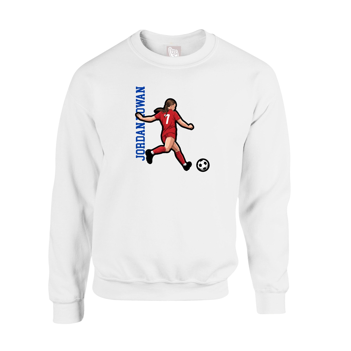 Fleece Crew — Name Vertical in White