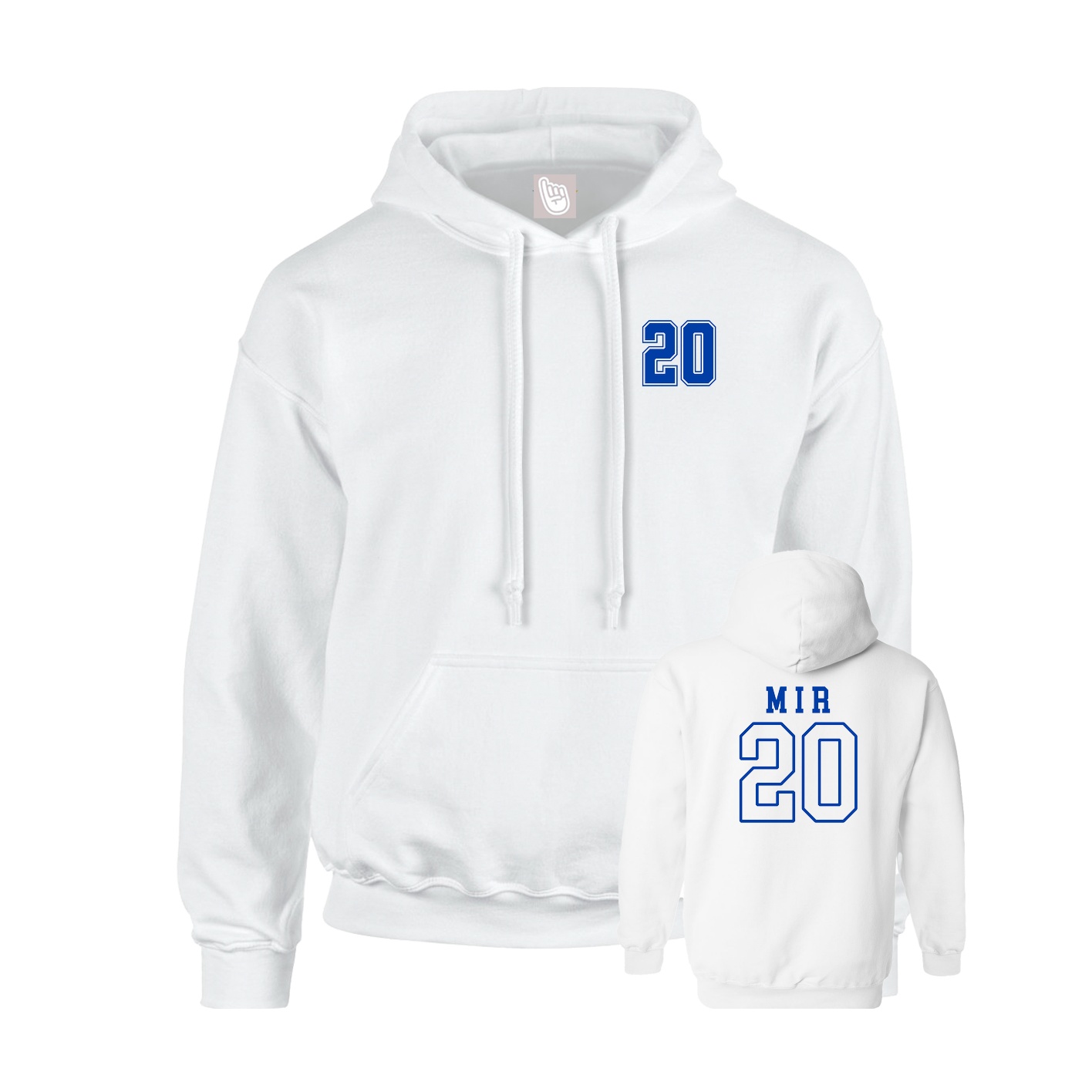 Youth Hoodie — Chest Back in White