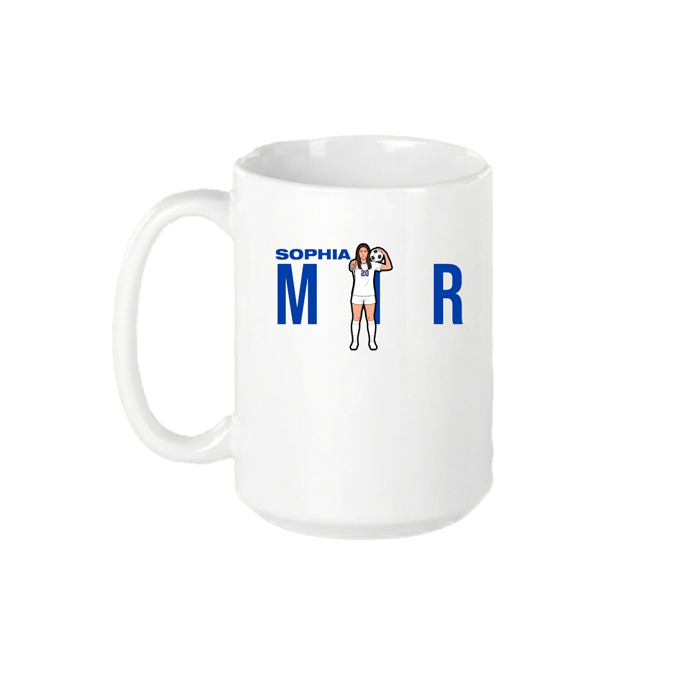 15oz Coffee Mug — Player Name in White