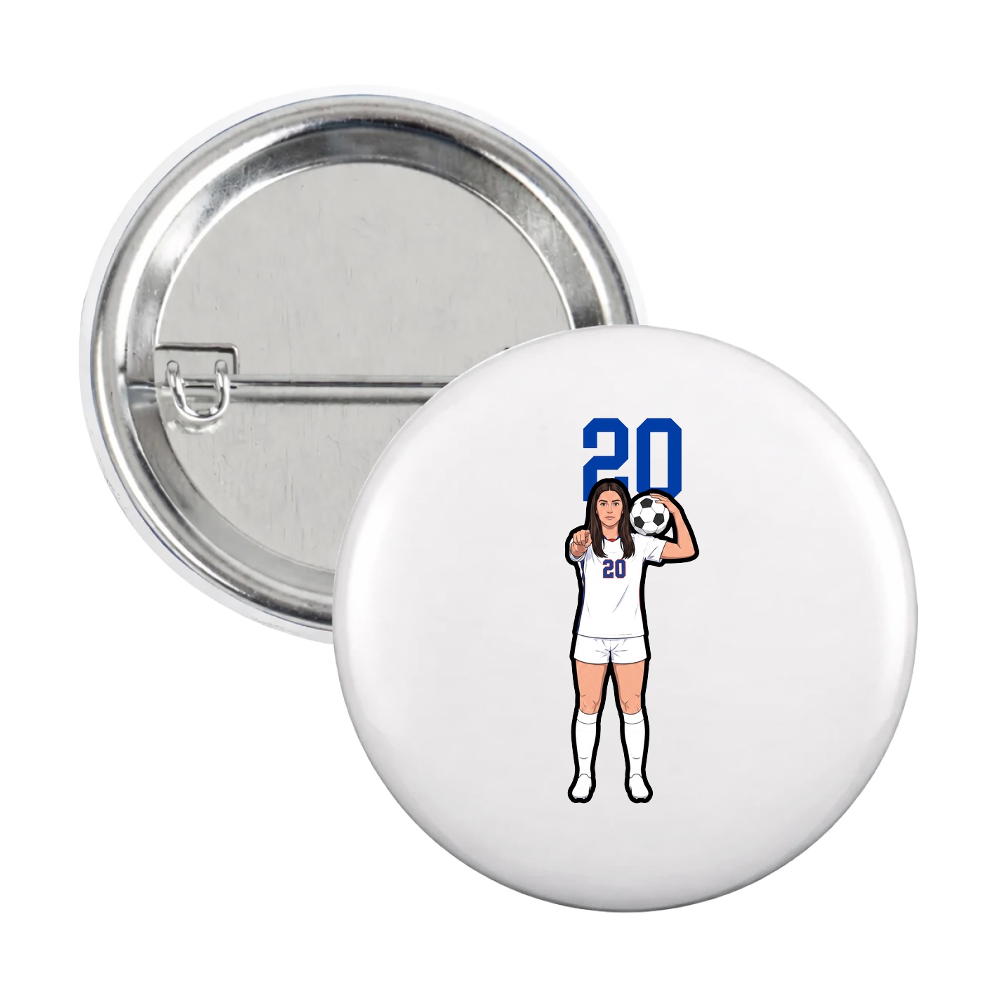 Game Day Button — Number Top in White
