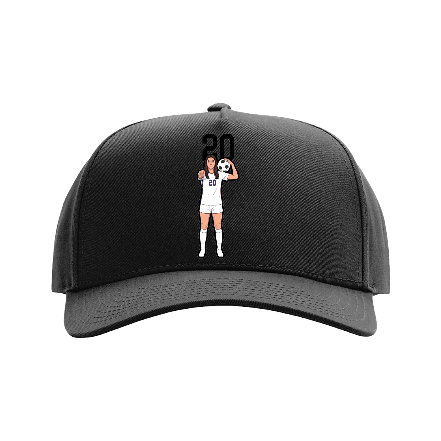 Full Fabric Five-Panel Champ Cap — Number Top in Black