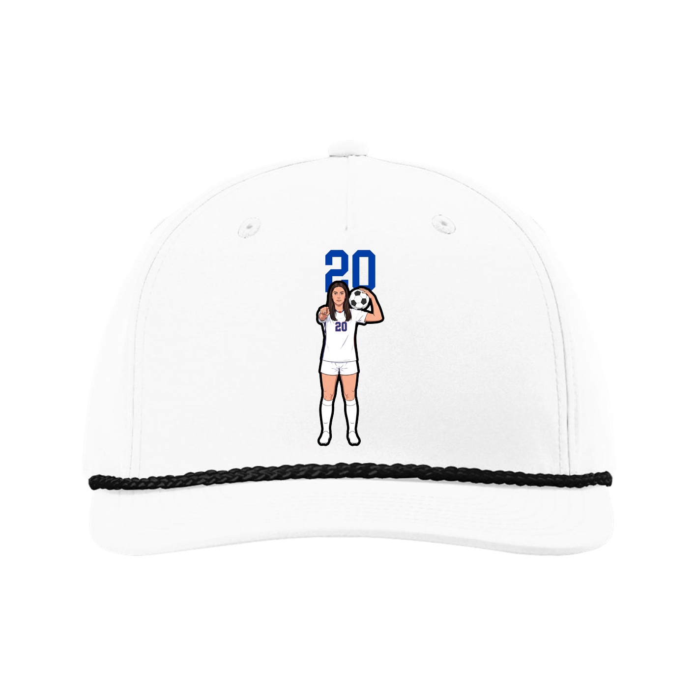 Five-Panel Classic Rope Cap — Number Top in White