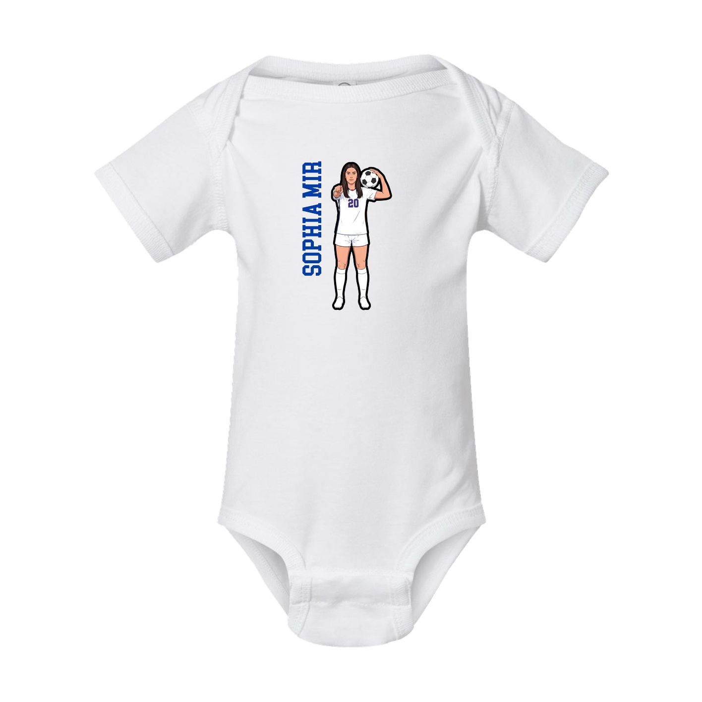 Baby Onesie — Name Vertical in White