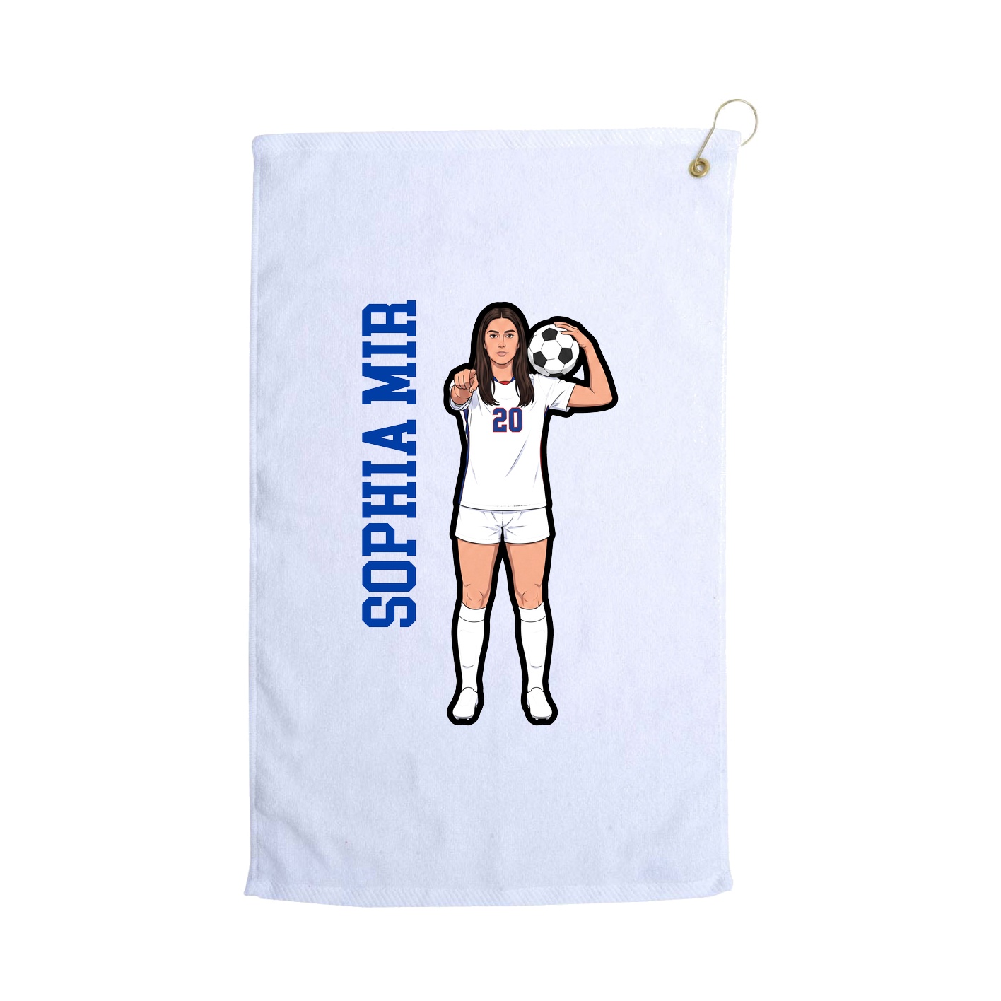 Golf Towel — Name Vertical in White