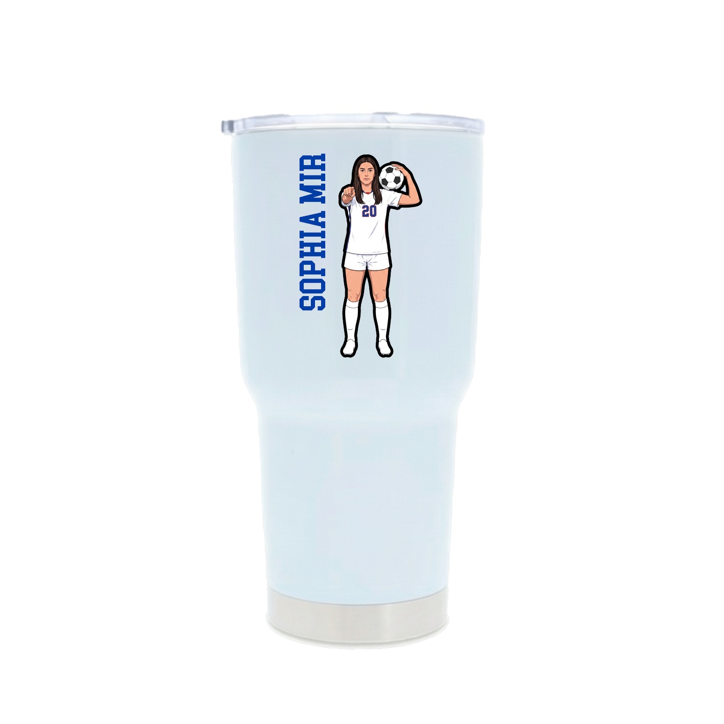 30oz Stainless Steel Tumbler — Name Vertical in White