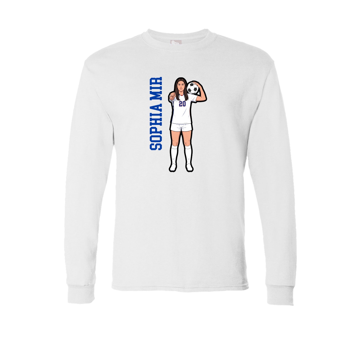 Long Sleeve Tee — Name Vertical in White