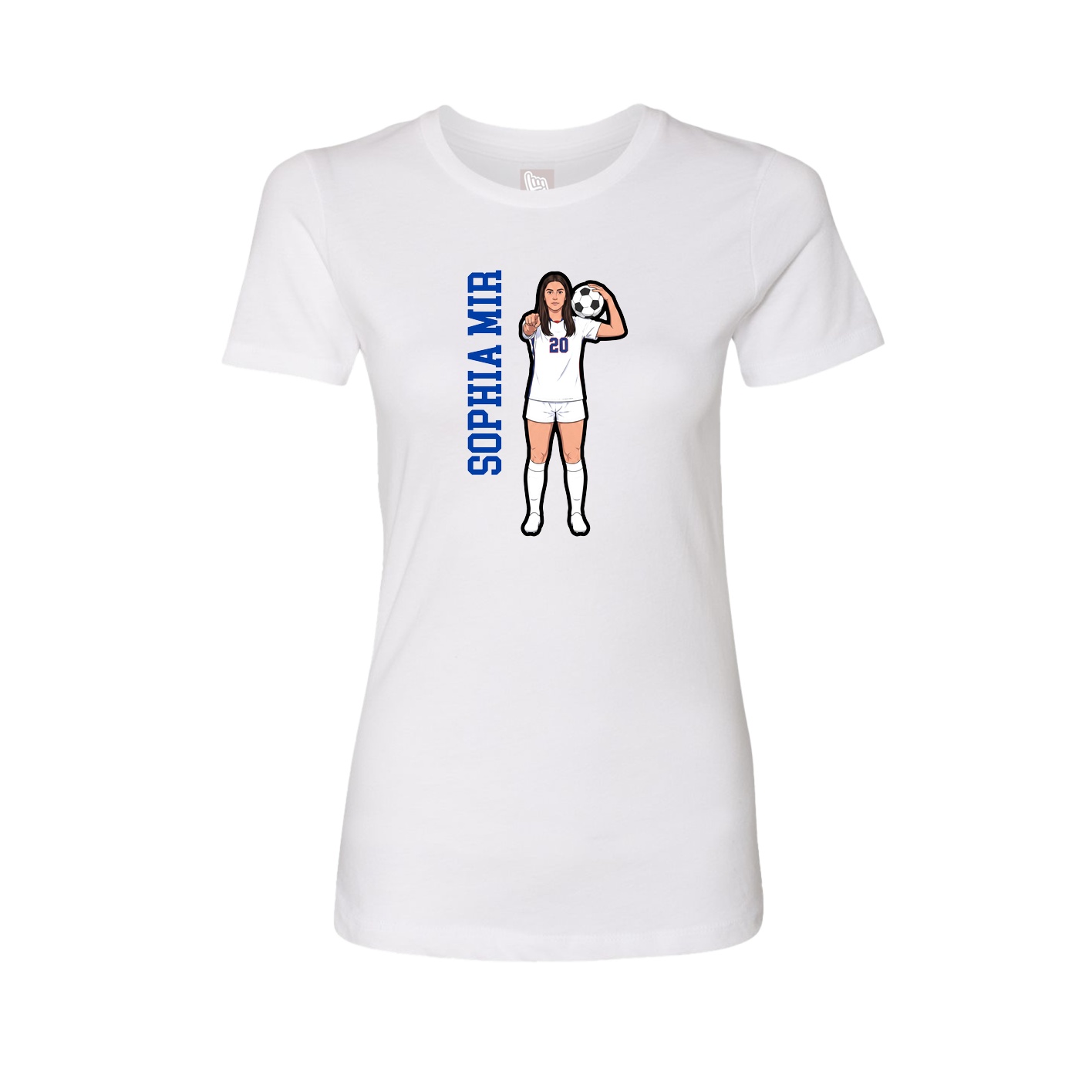 Fitted Women's Tee — Name Vertical in White