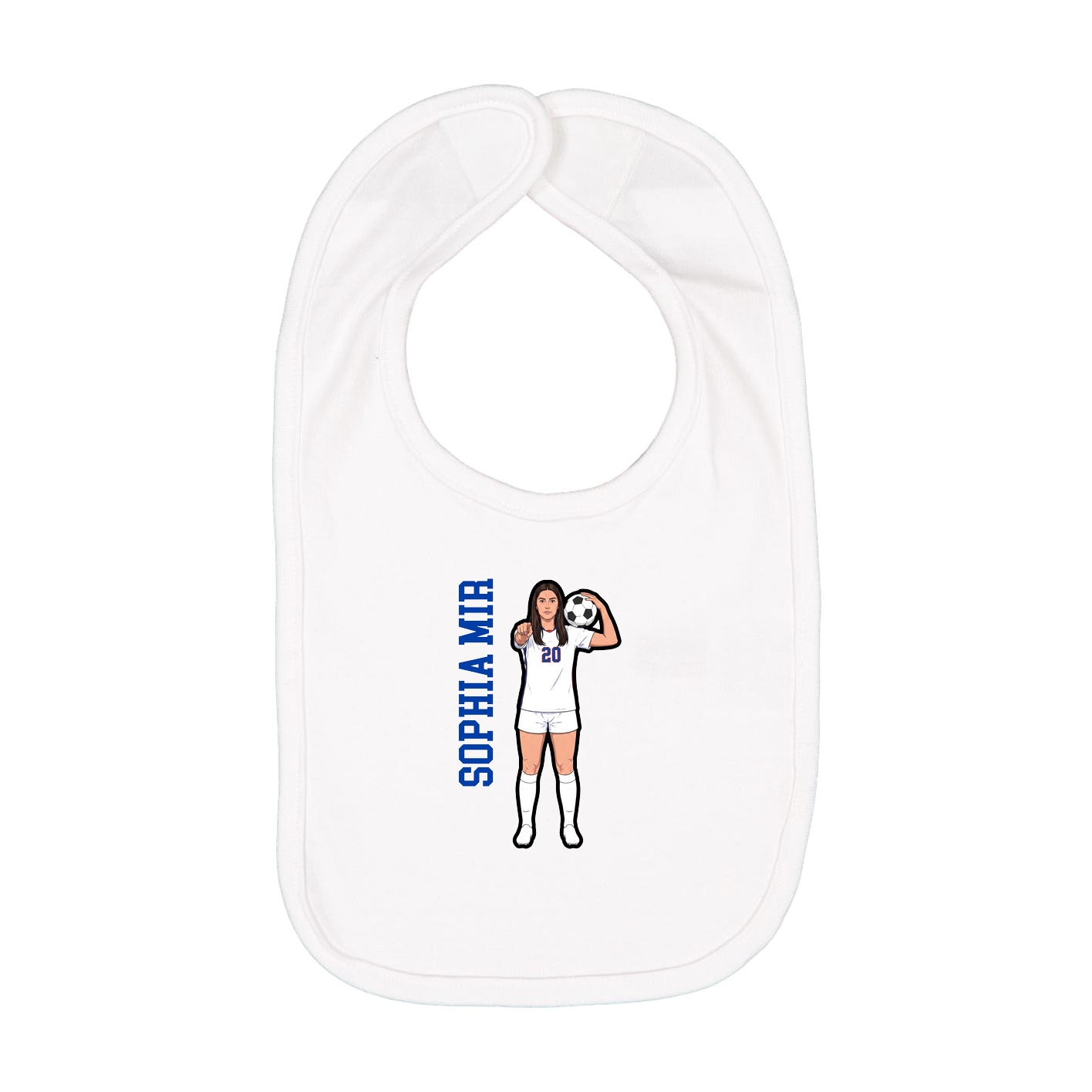 Infant Bib — Name Vertical in White