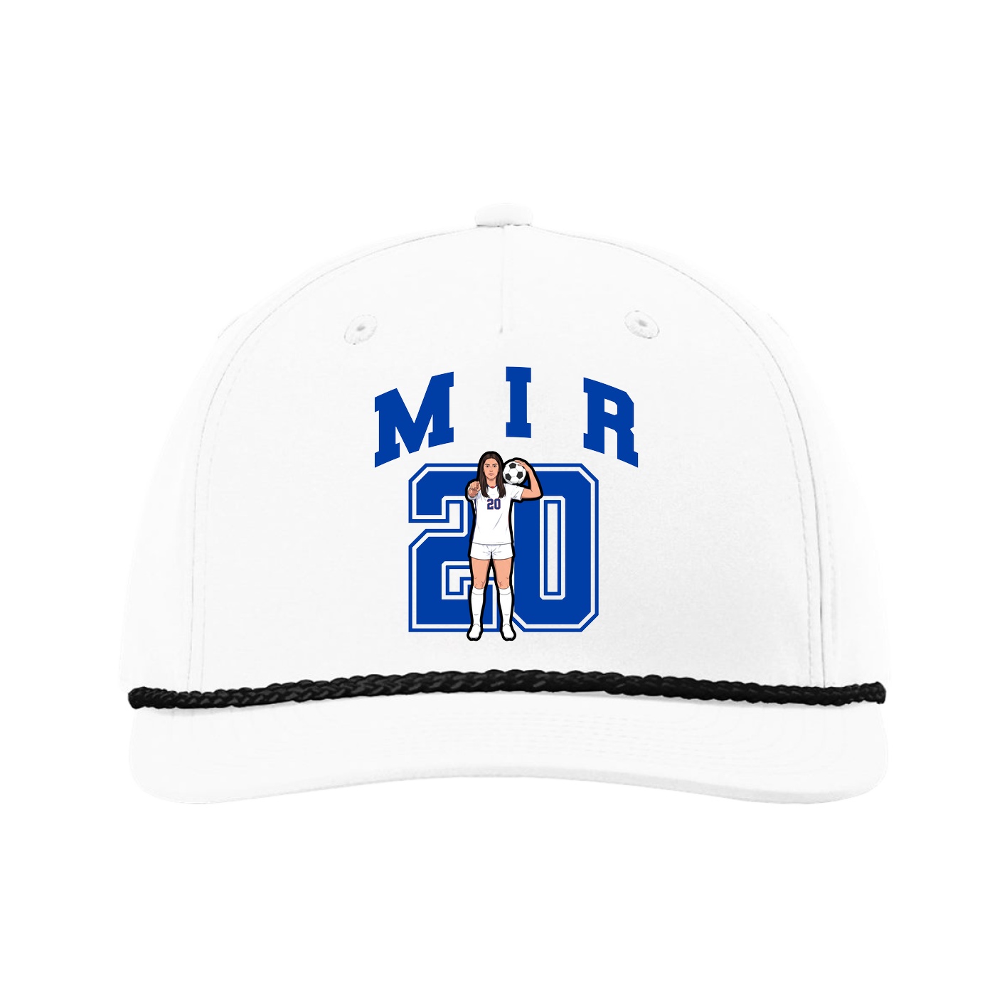 Five-Panel Classic Rope Cap — Number in White